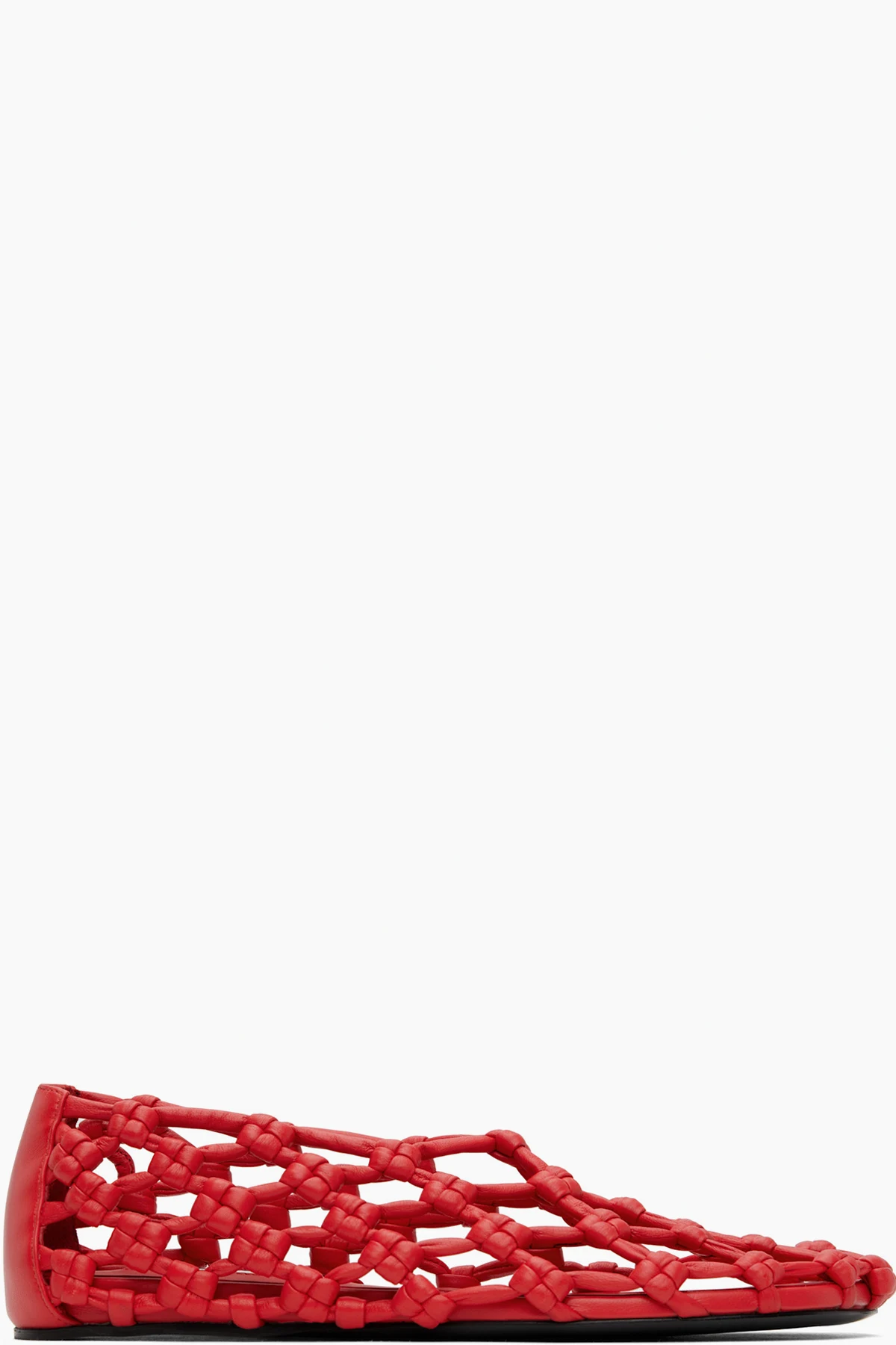 Red Hand-Knotted Ballerina Flats