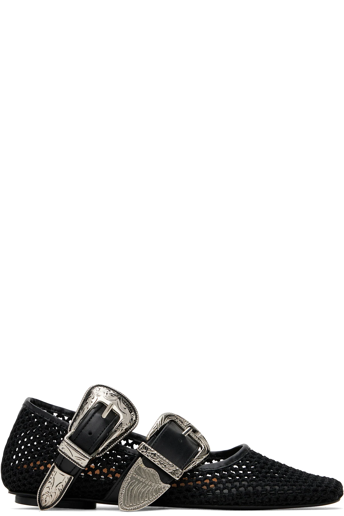 SSENSE Exclusive Black Crochet Net Jet Ballerina Flats