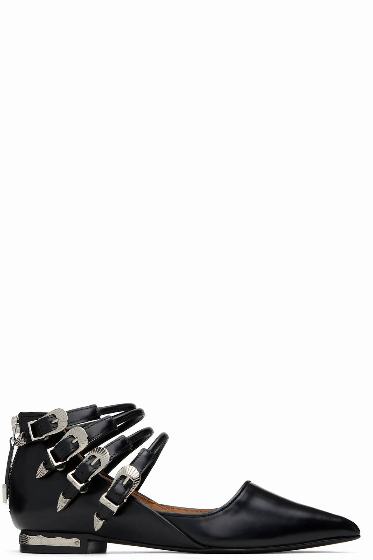 Black Polido Multi Strap Ballerina Flats