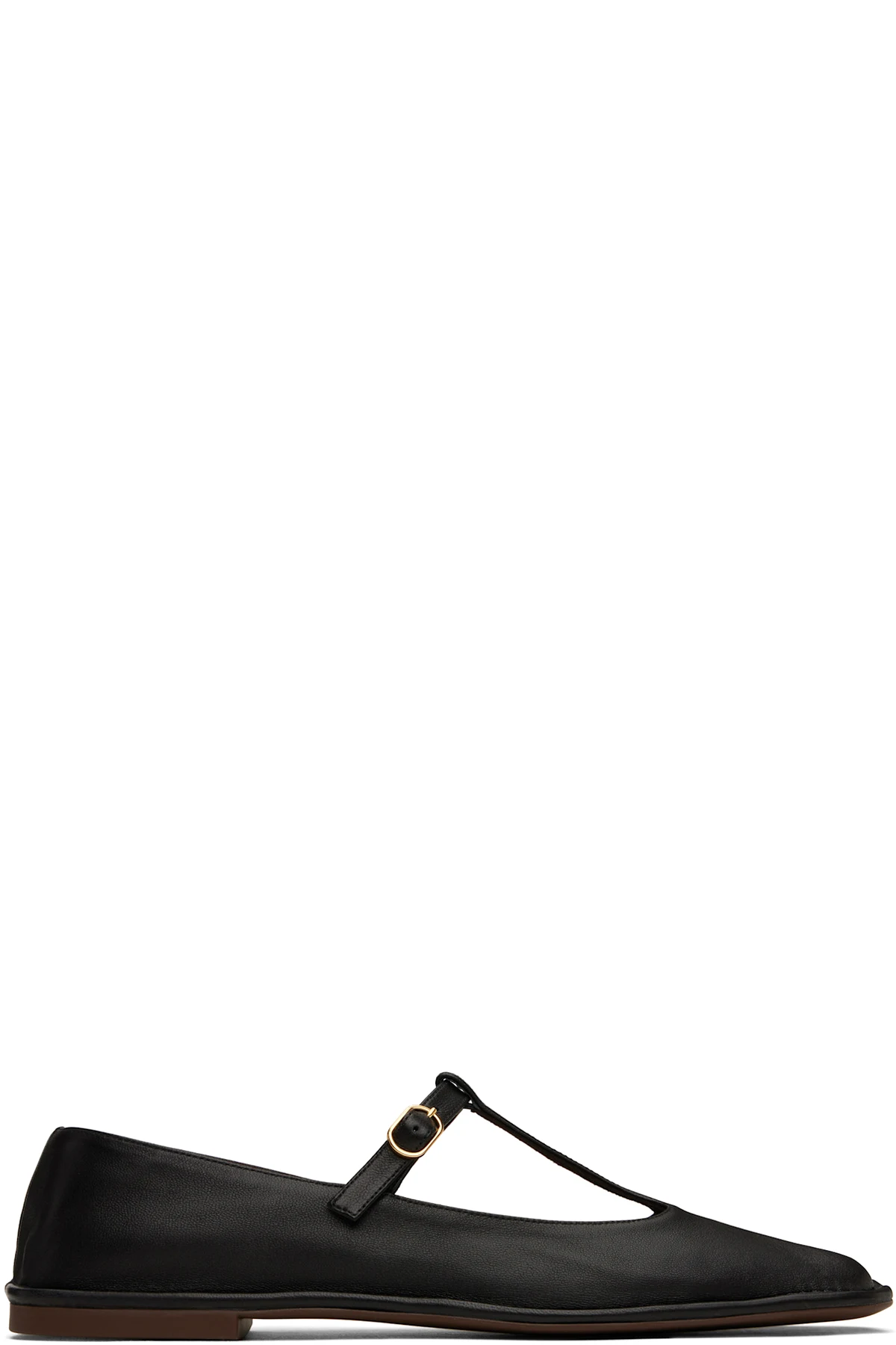 Black Square T-Strap Ballerina Flats