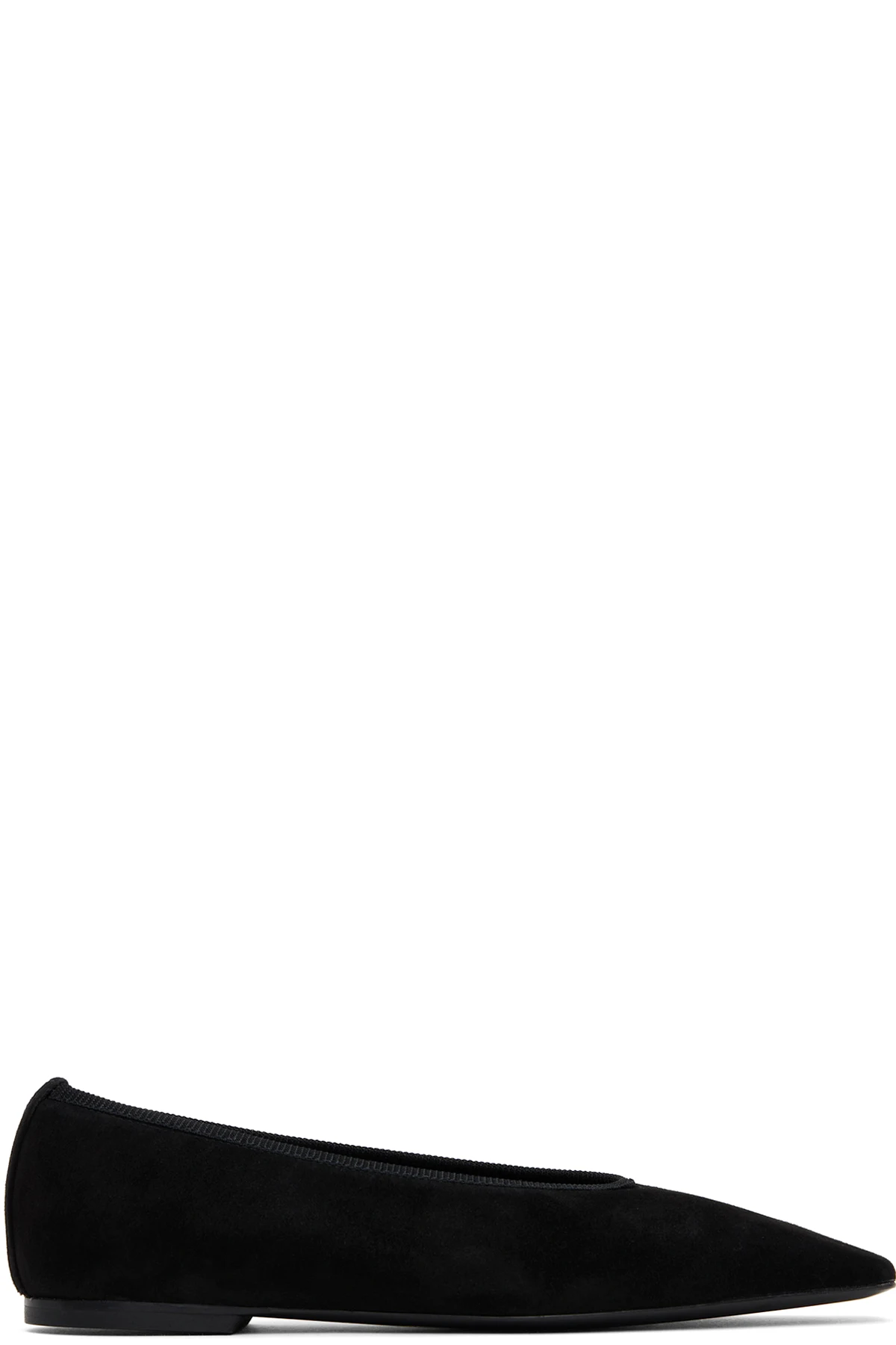 Black Minimalist Suede Ballerina Flats