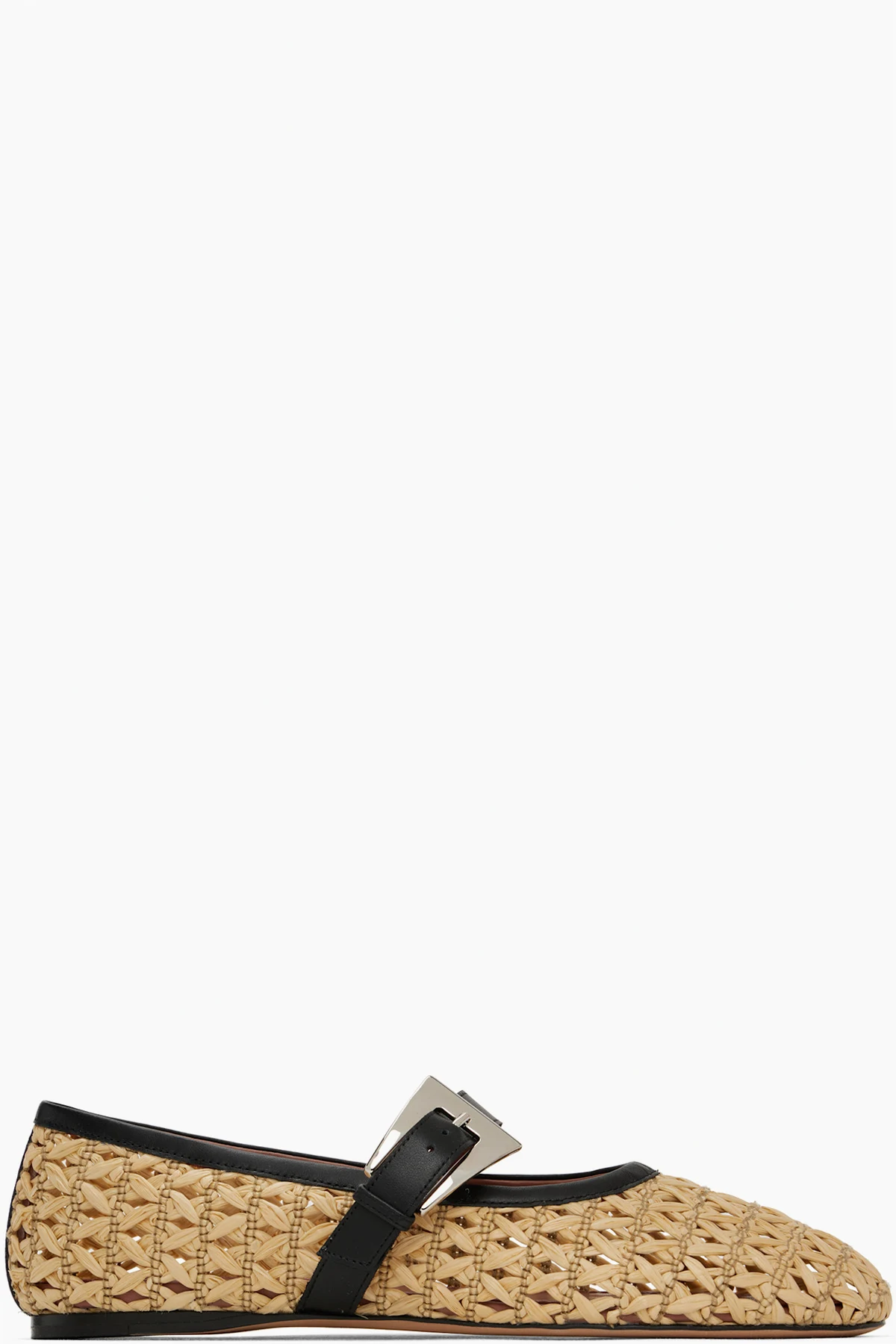 Beige Sveva Buckle Ballerina Flats