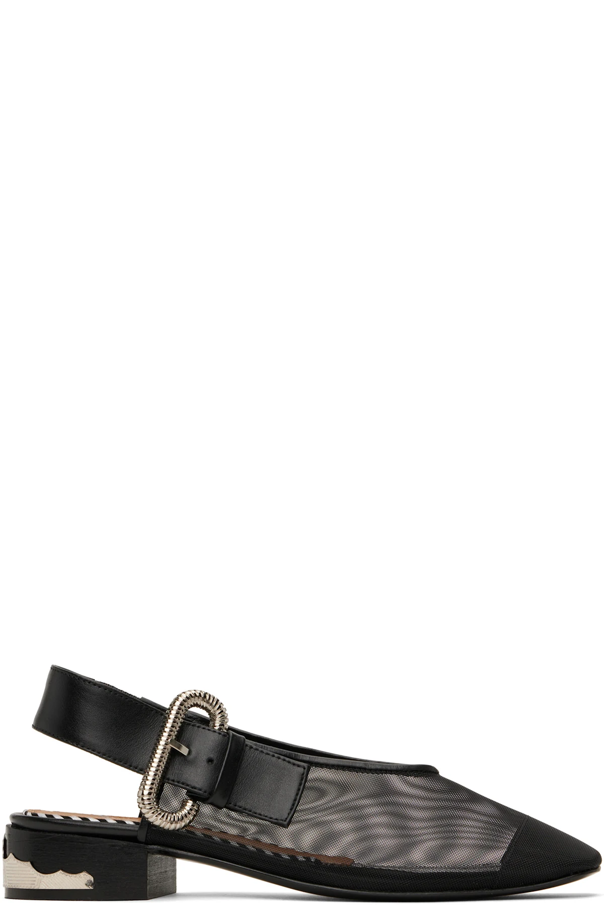 Black Mesh & Leather Flats