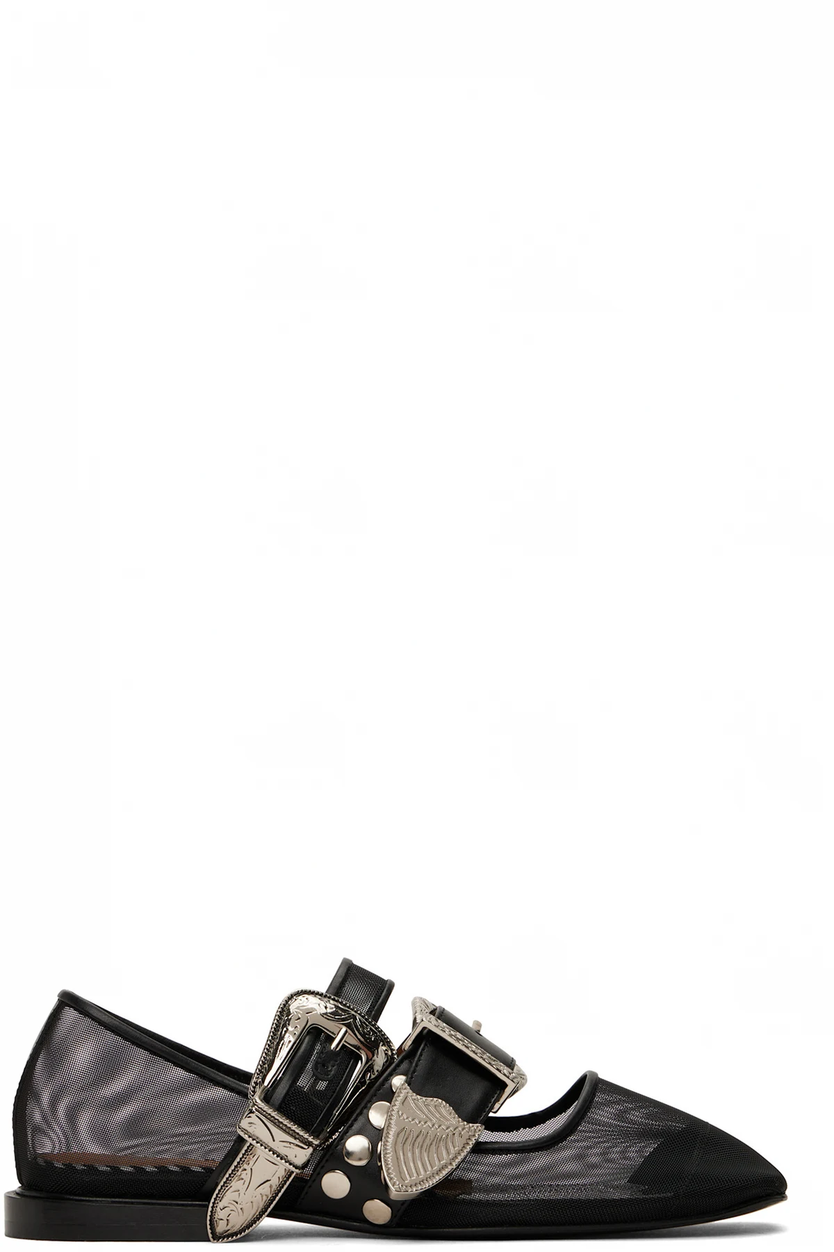 Black Metal Mesh Ballerina Flats