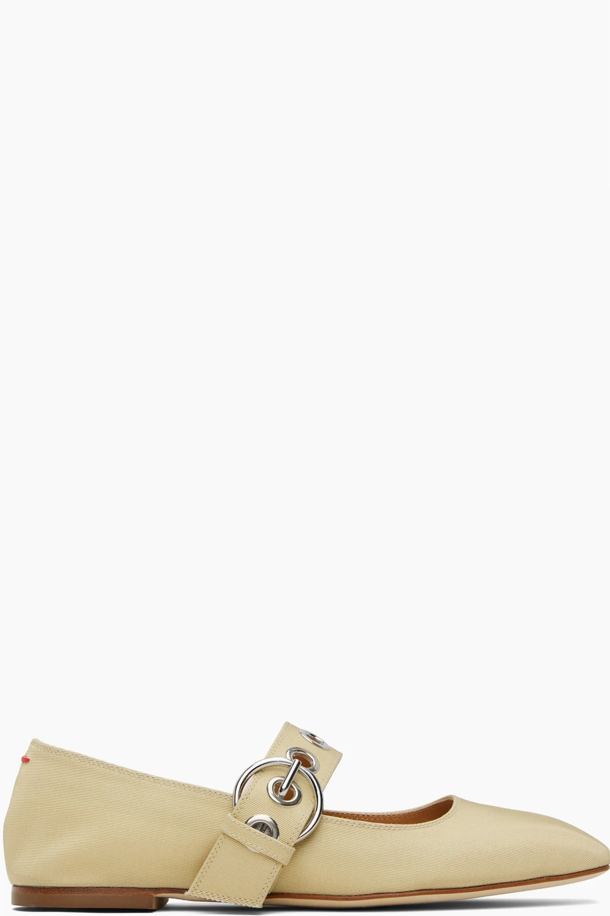 Beige Uma Eyelet Mary-Jane Ballerina Flats