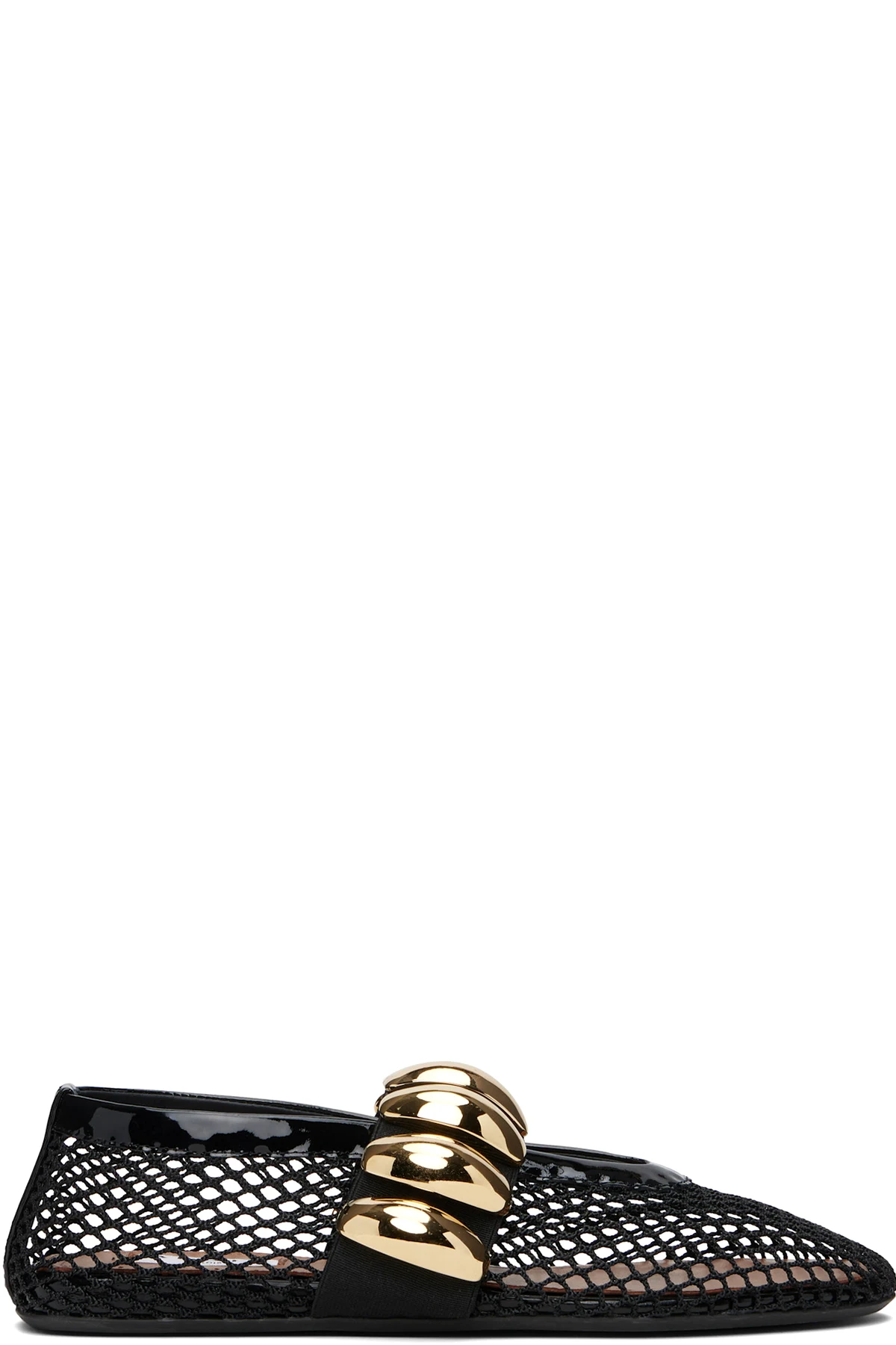 Black Fishnet Jewel Ballerina Flats