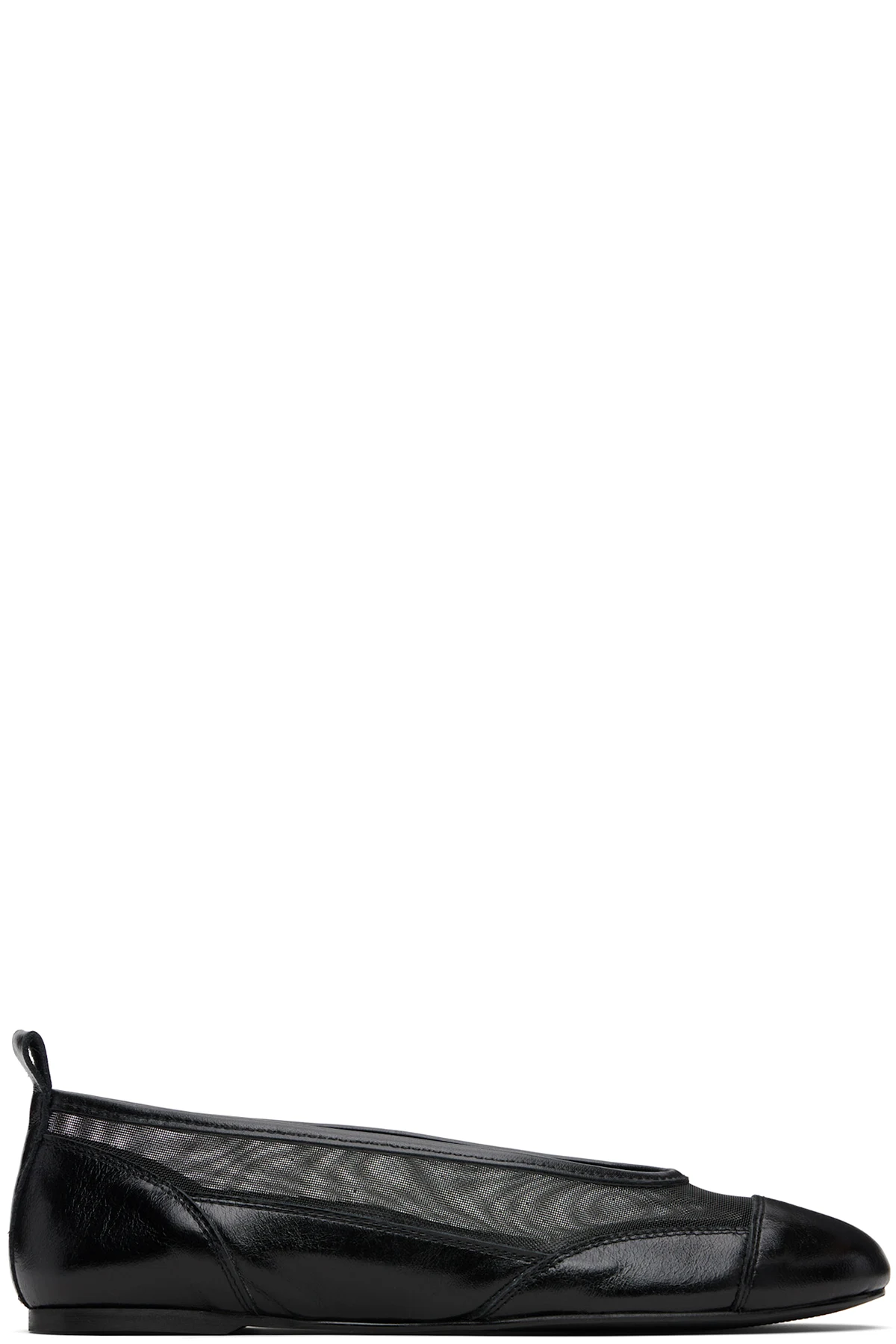 Black Pili Mesh Ballerina Flats