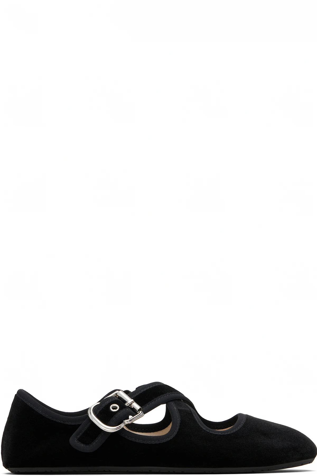Black Criss Cross Velvet Ballerina Flats