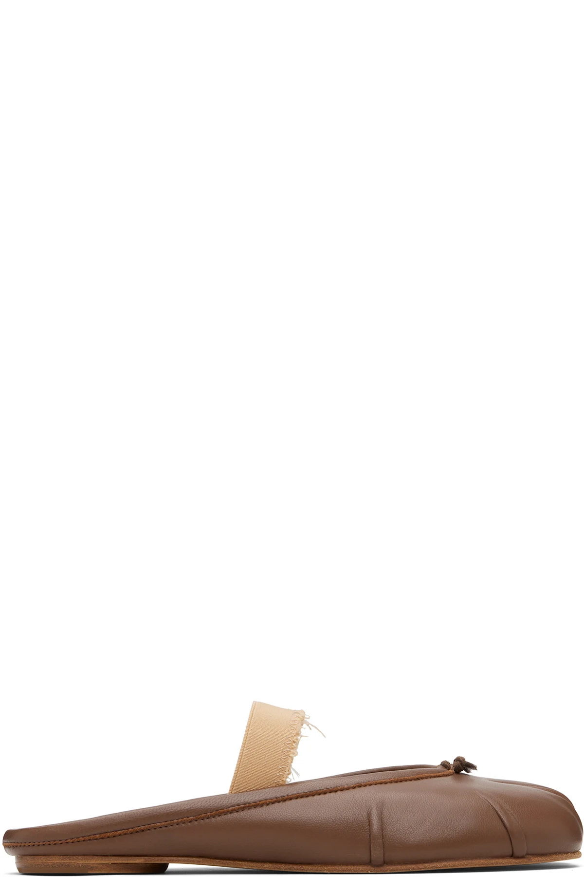 Beige Tabi Elastic Band Mule Flats