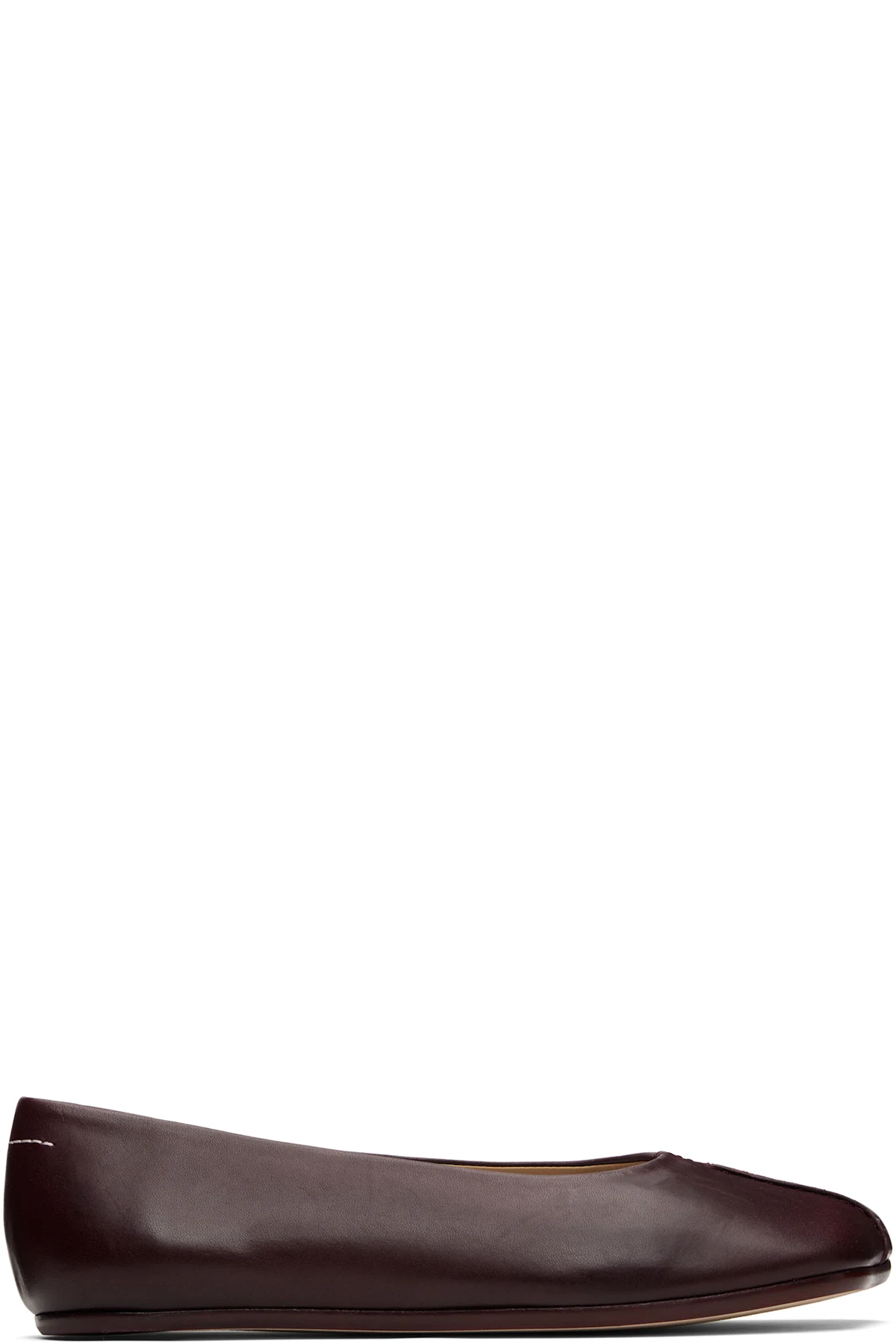 Burgundy Stitch-out Leather Ballerina Flats