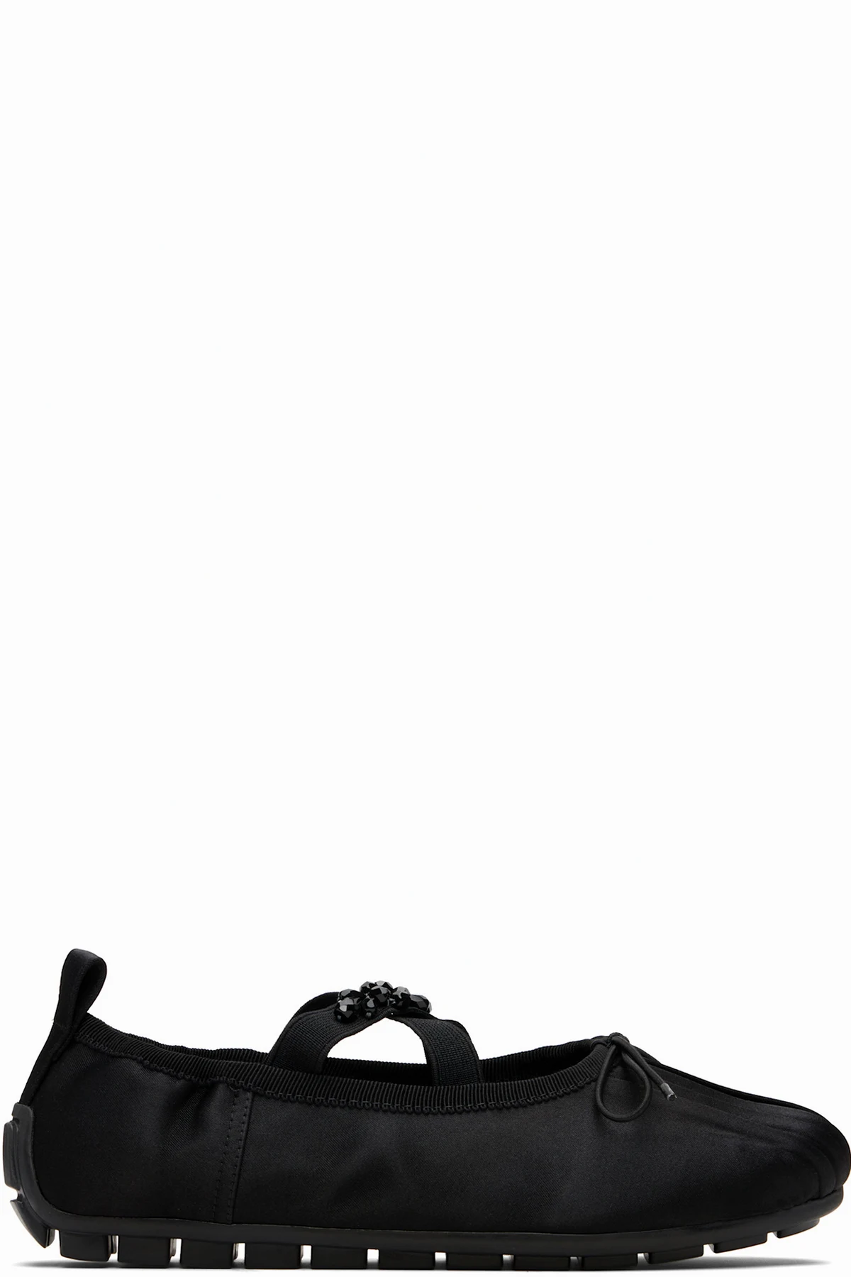 Black Embellished Grip Ballerina Flats