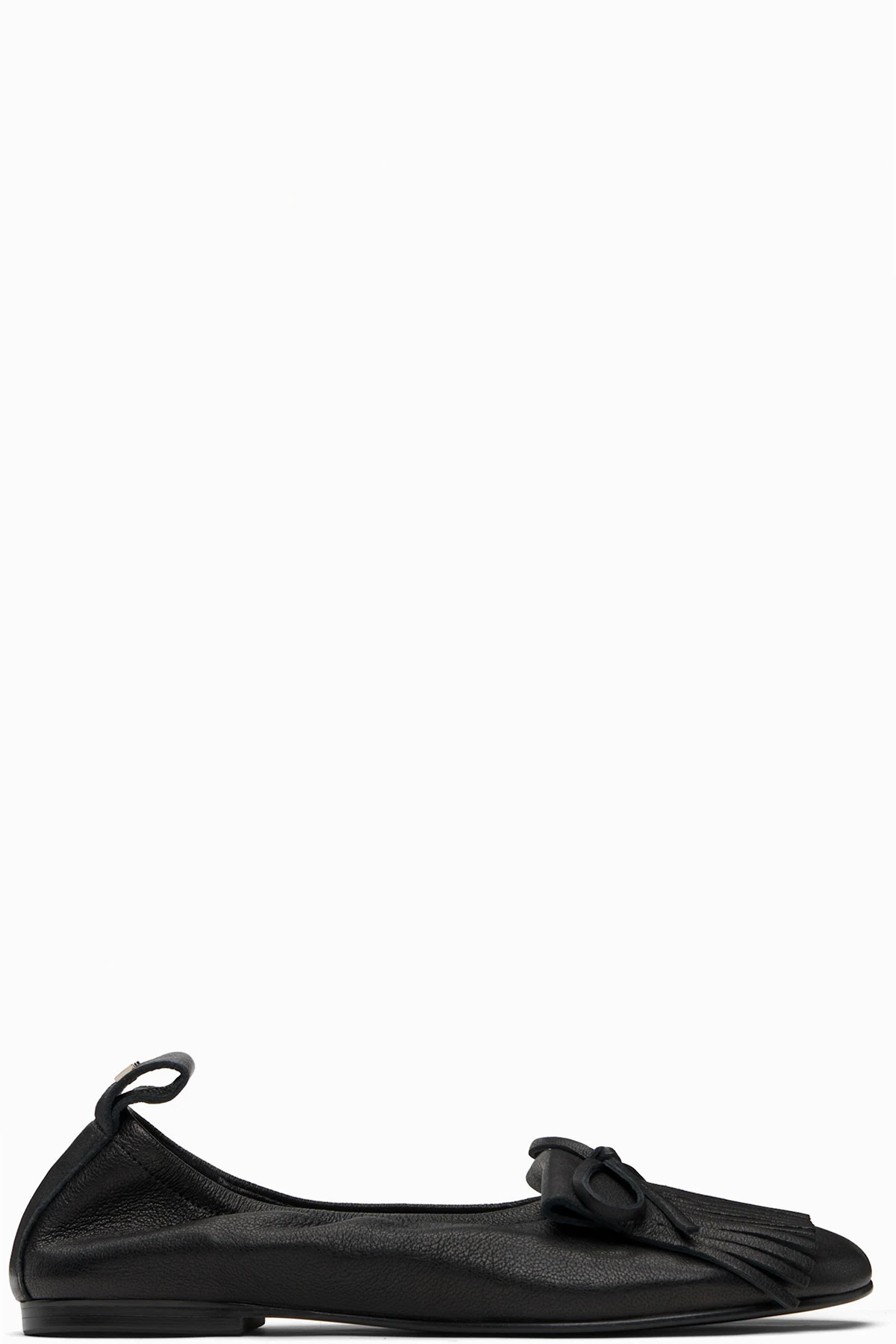 Black Bun Fringe Ballerina Flats