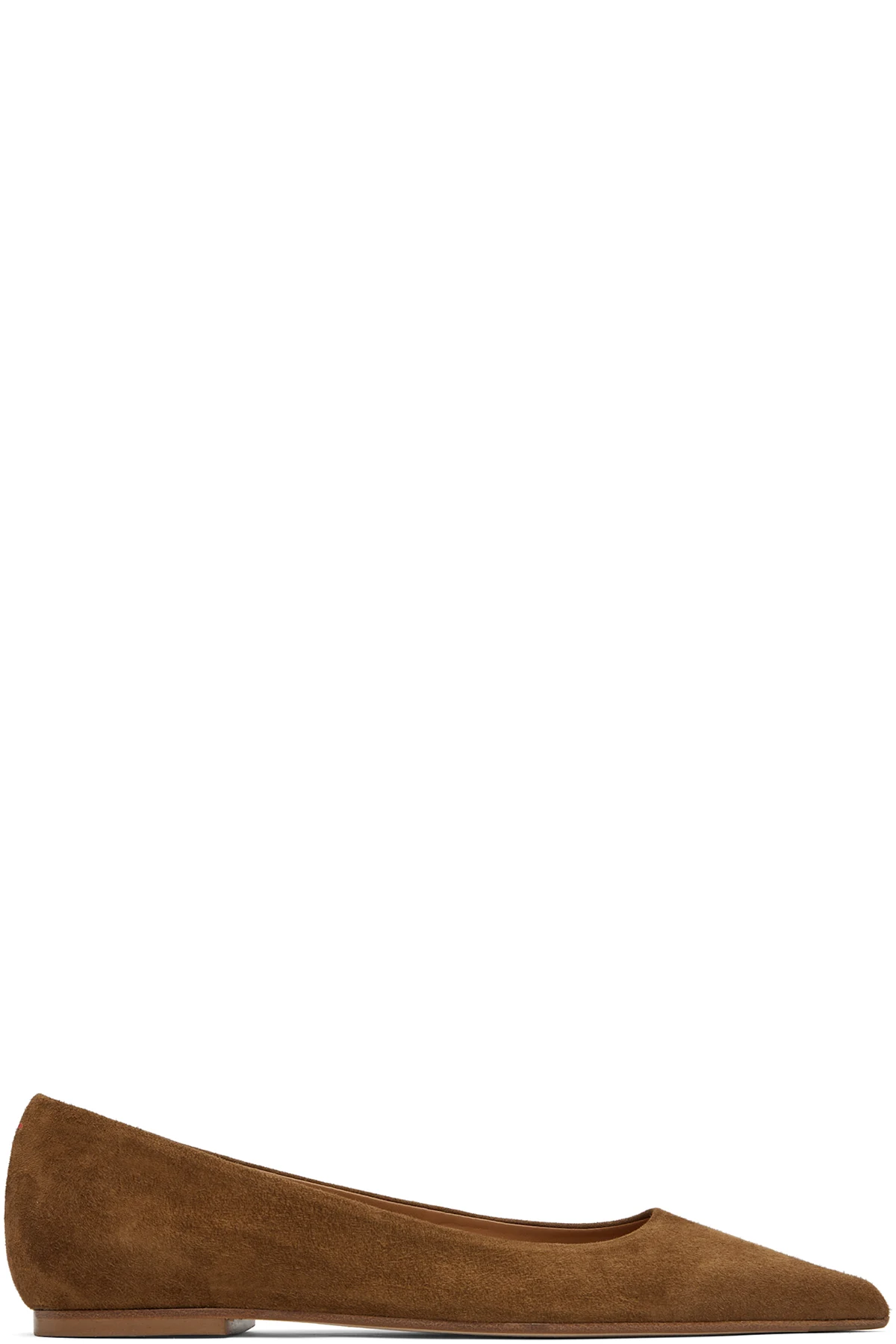 Tan Cassy Pointed-Toe Suede Ballerina Flats