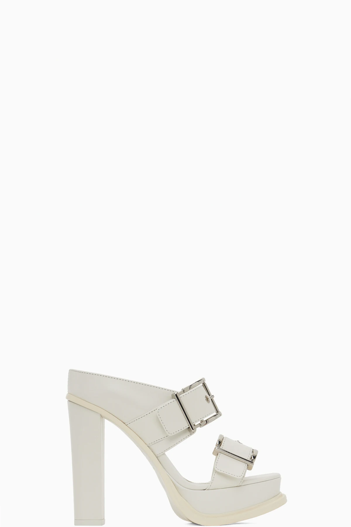 White Platform Buckle Heeled Sandals