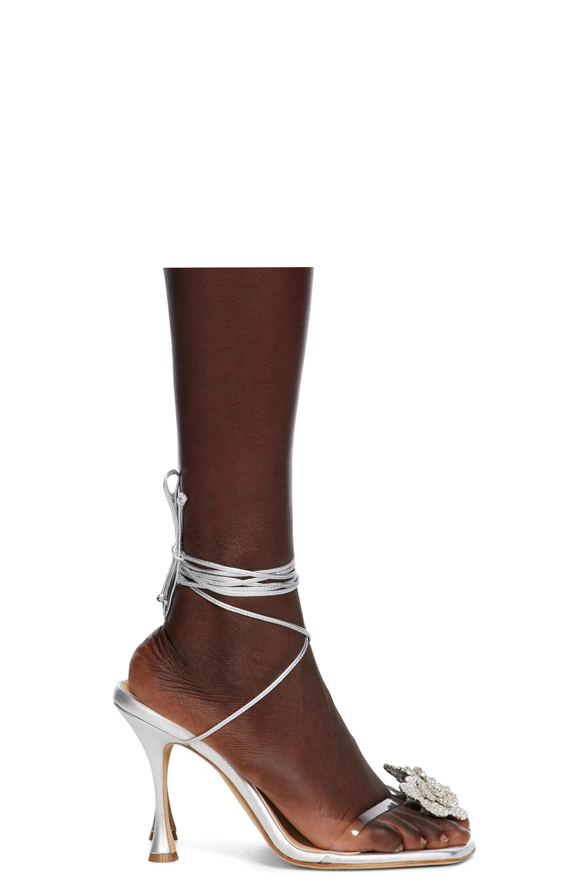 Silver Strappy Jewelry Heeled Sandals