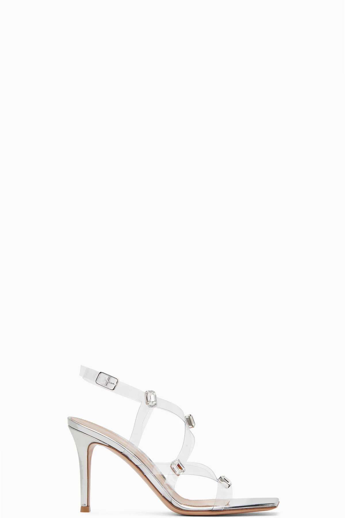 Transparent & Silver Crystal Fever Heeled Sandals