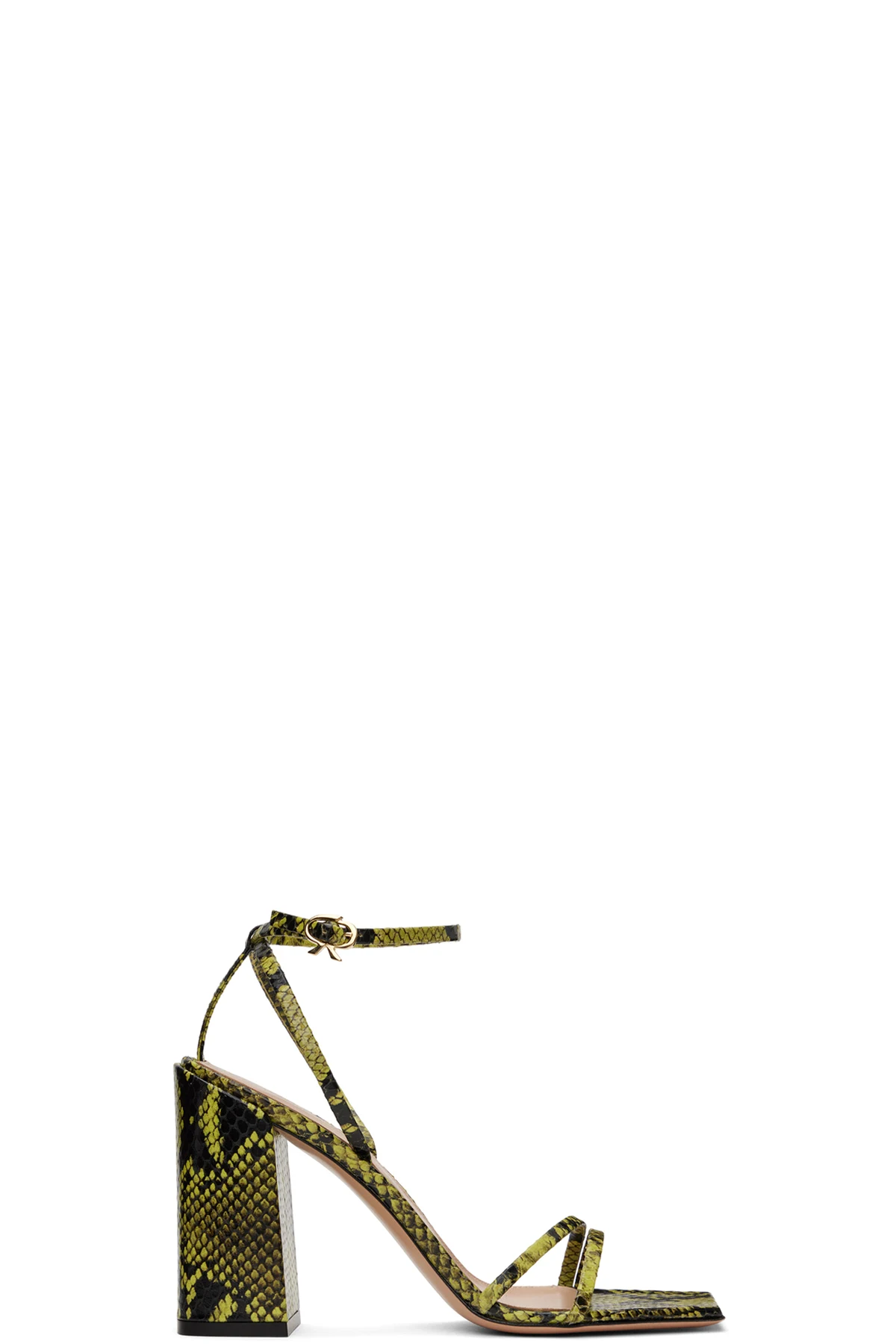 Green & Black Snakeskin Heeled Sandals