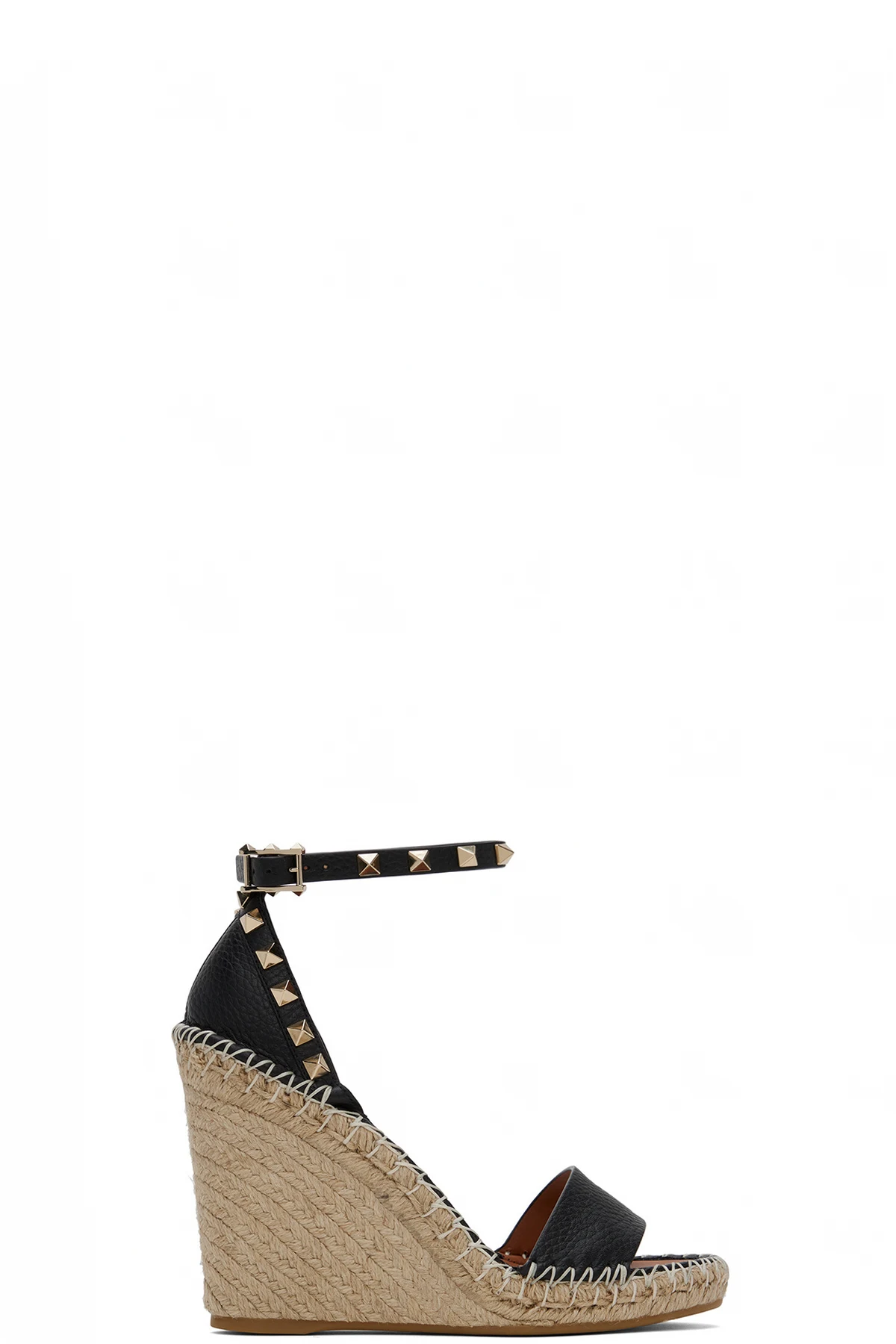 Black Double Rockstud Heeled Sandals