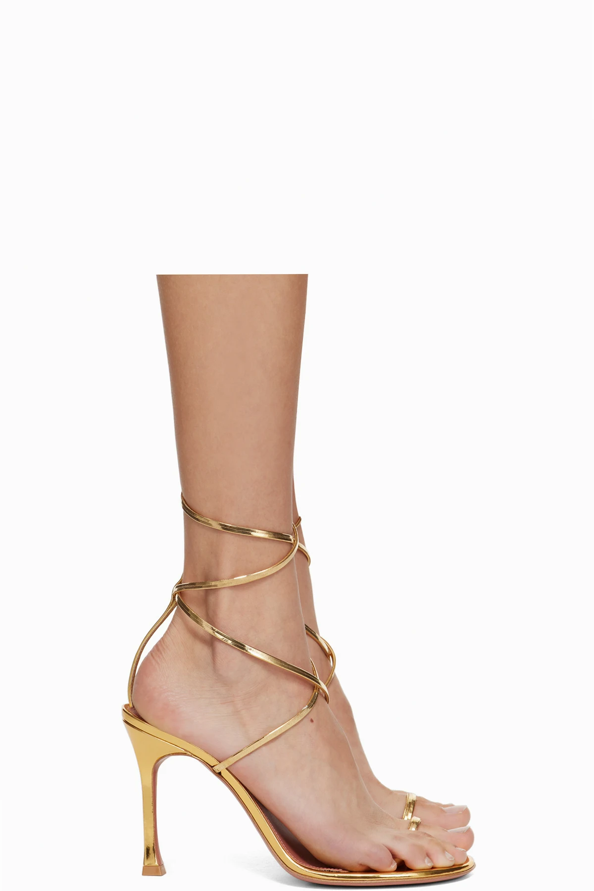 Gold Henson Thong Lace Up Heeled Sandals