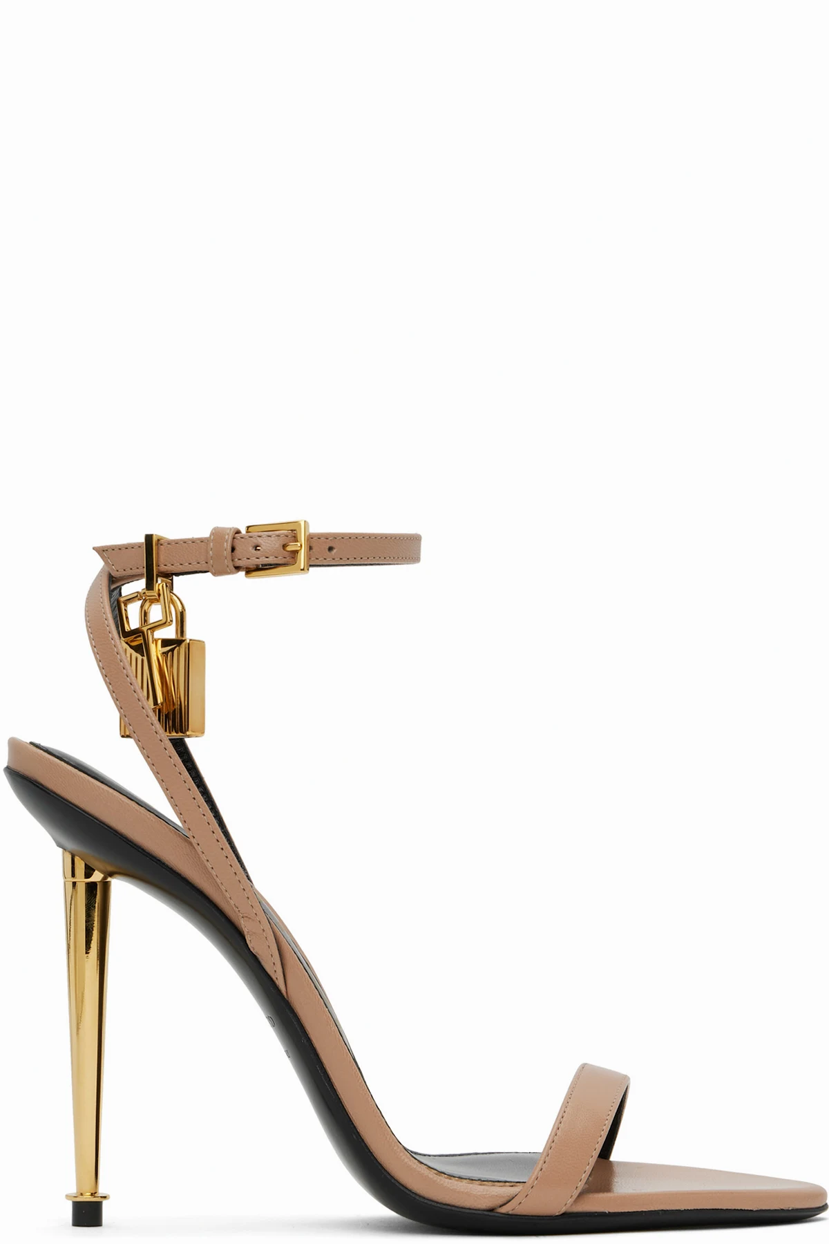 Pink Padlock Pointy Naked Heeled Sandals