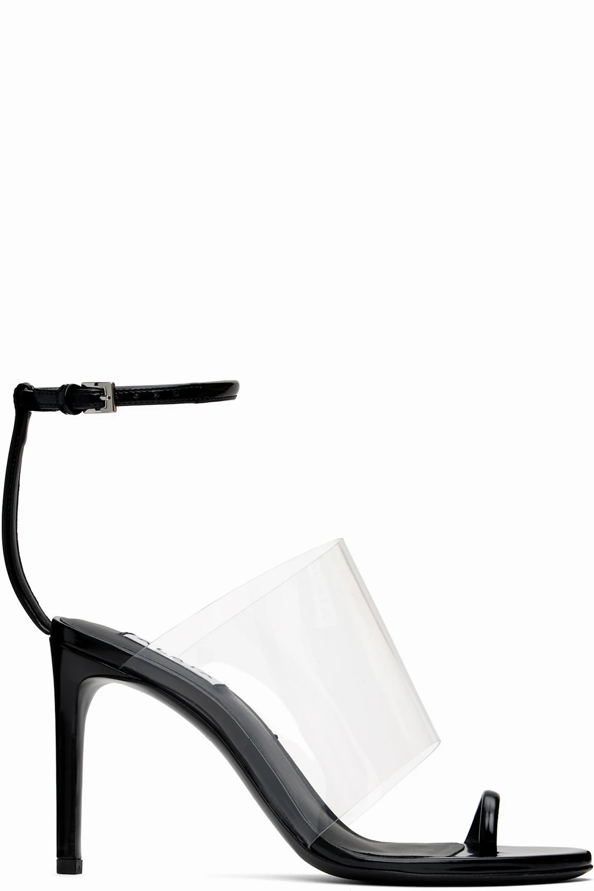 Black Asymmetric Heeled Sandals