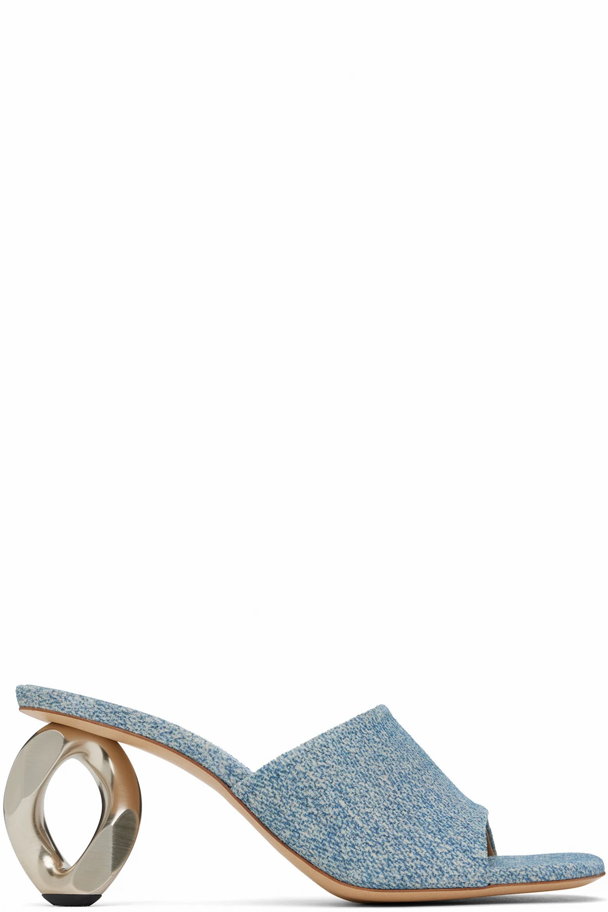 Blue Chain Heel Mules