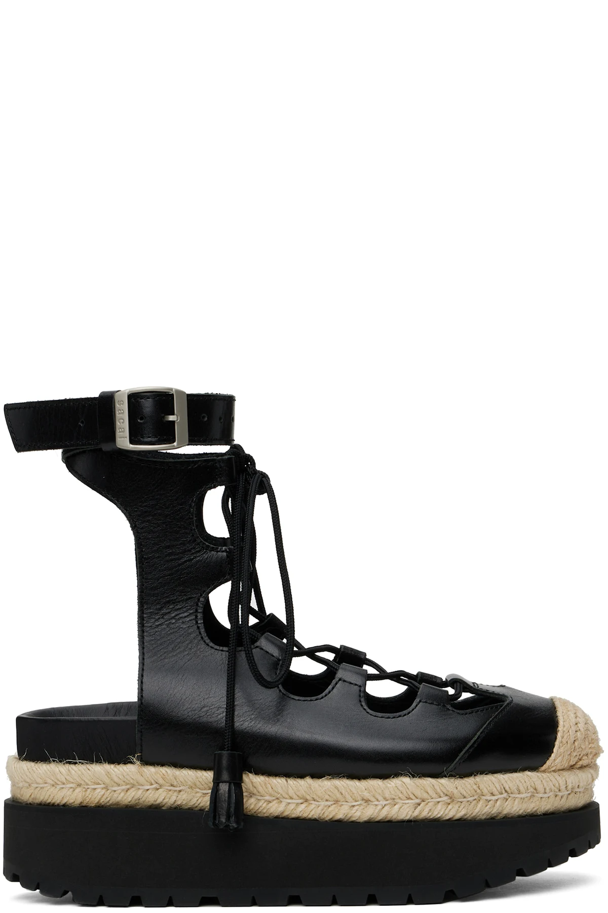 Black Ghillie Heeled Sandals