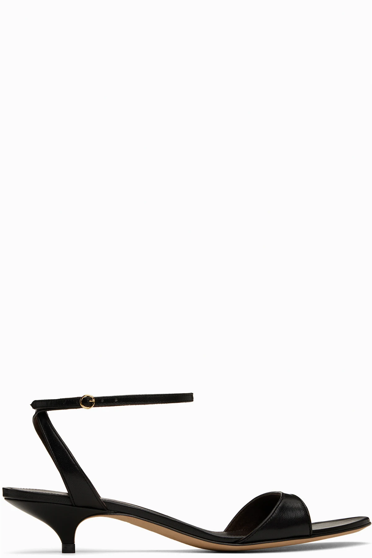 Black Vika Ankle Strap Kitten Heeled Sandals