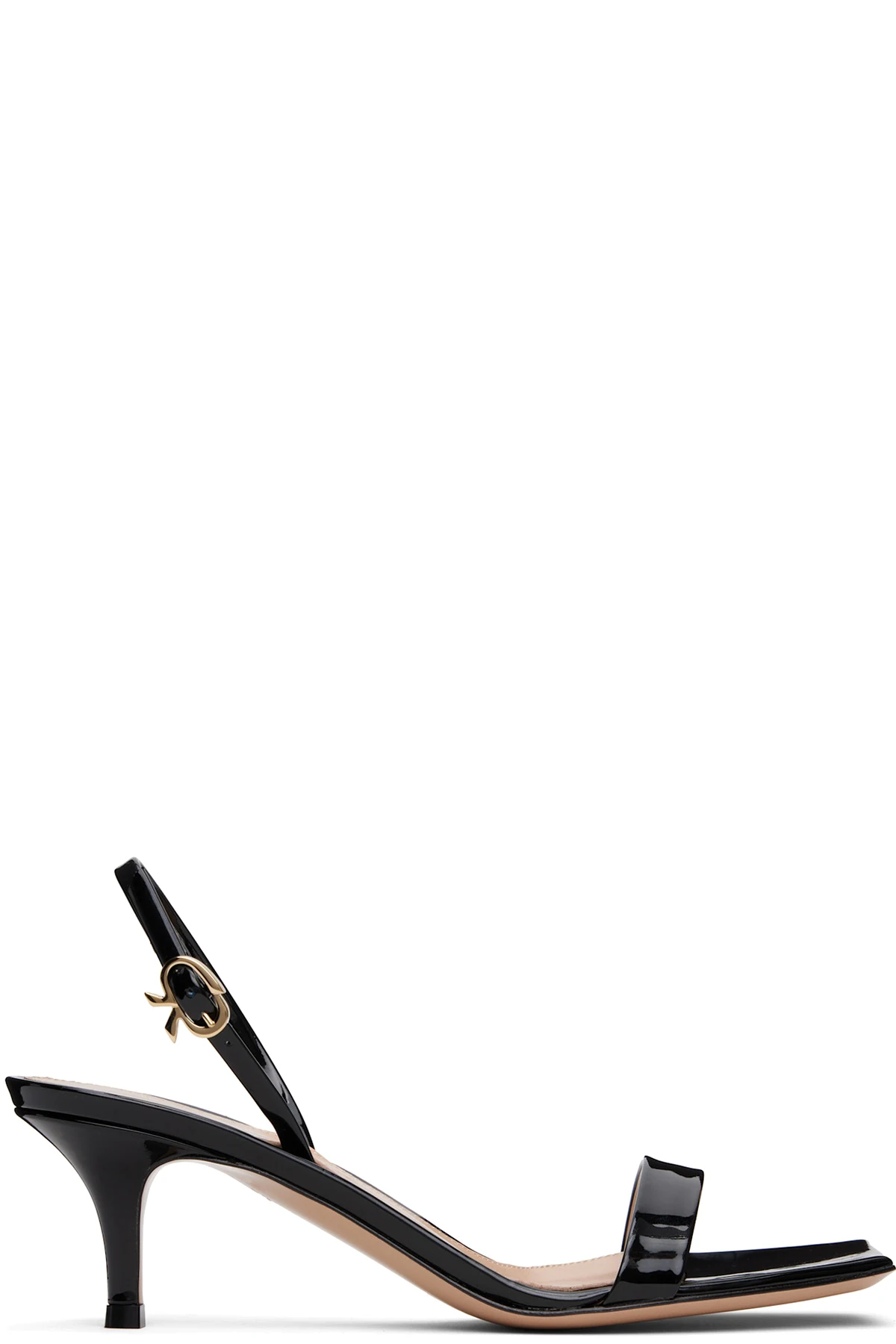 Black Ribbon Kitten Heeled Sandals