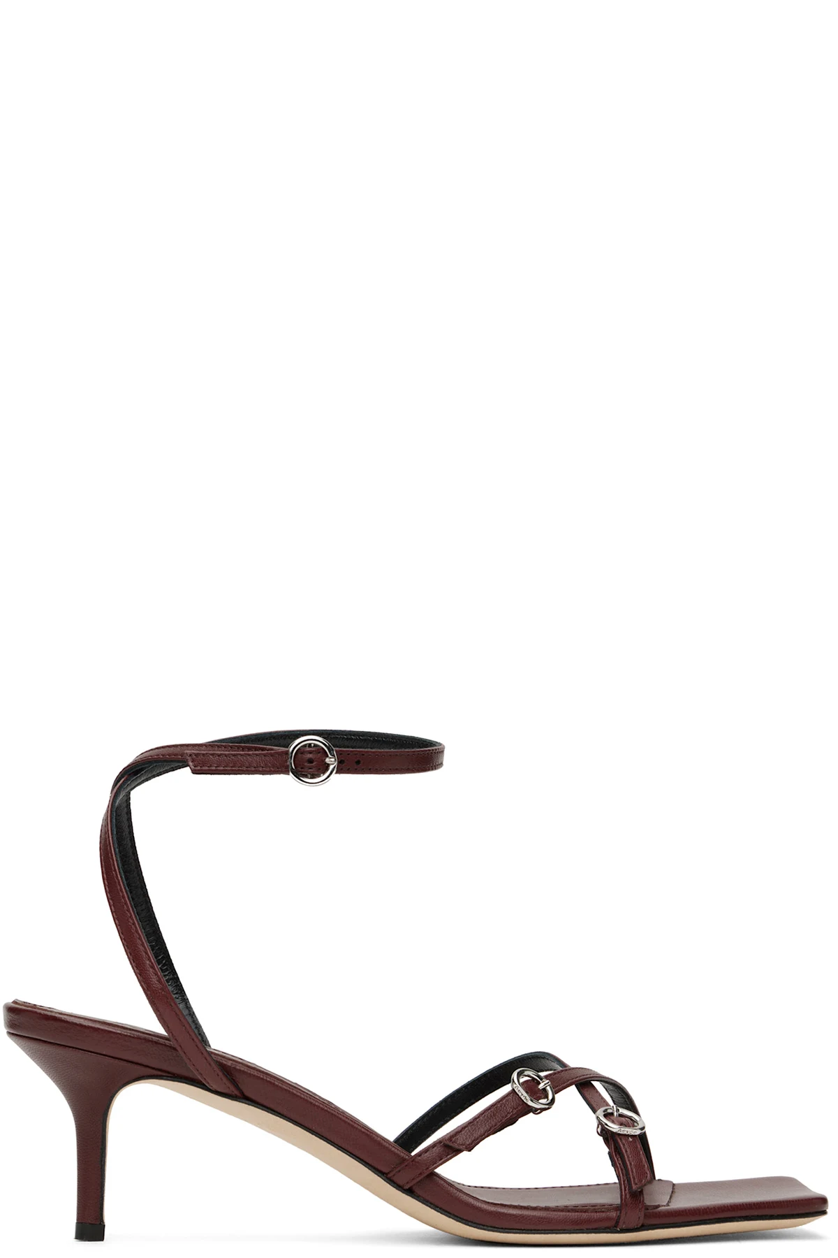 Burgundy Libby Leather Kitten Heeled Sandals
