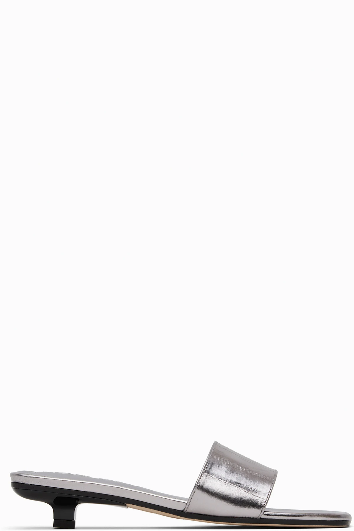 Silver Ceni Eel Embossed Metallic Leather Heeled Sandals