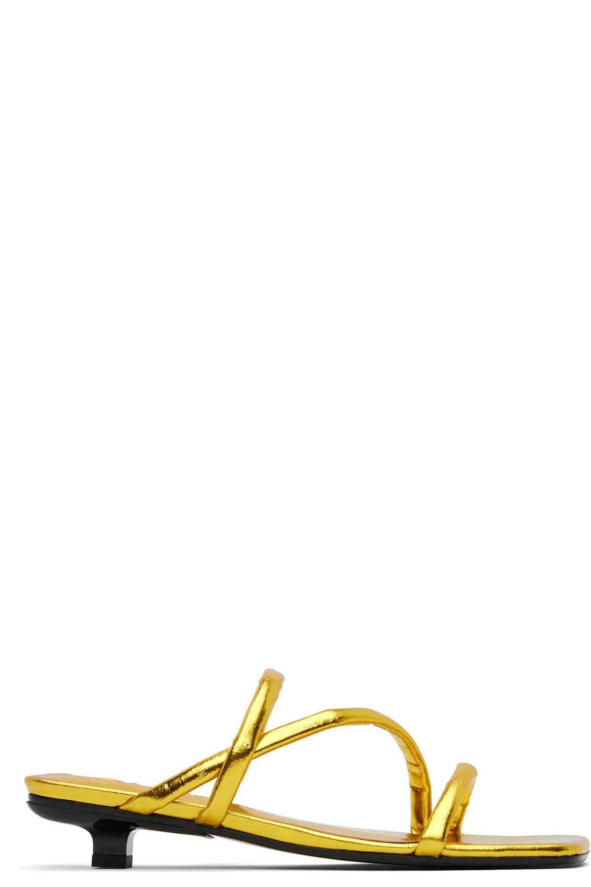 Gold Morena Eel Embossed Metallic Leather Heeled Sandals