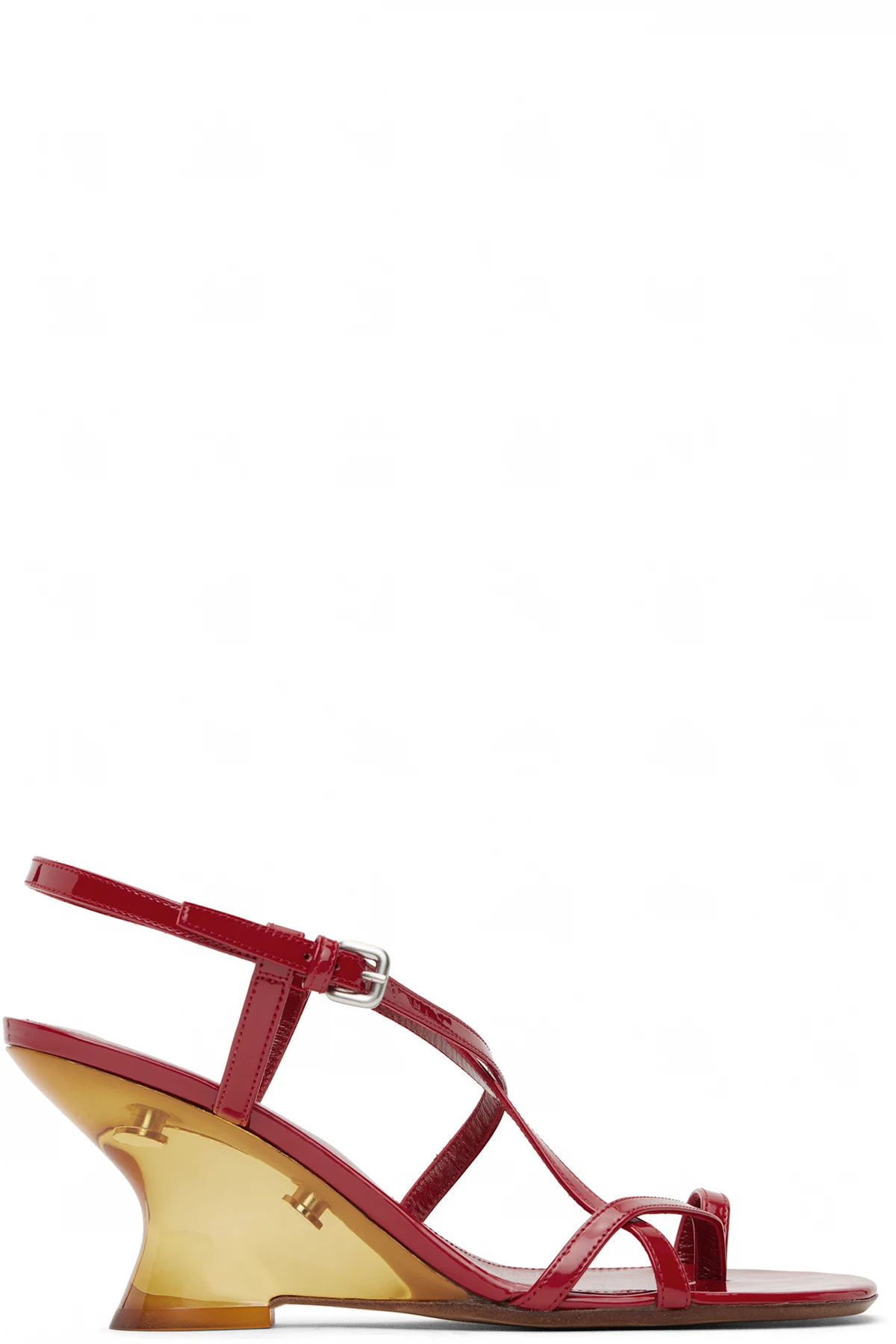 Red Patent Leather Heeled Sandals