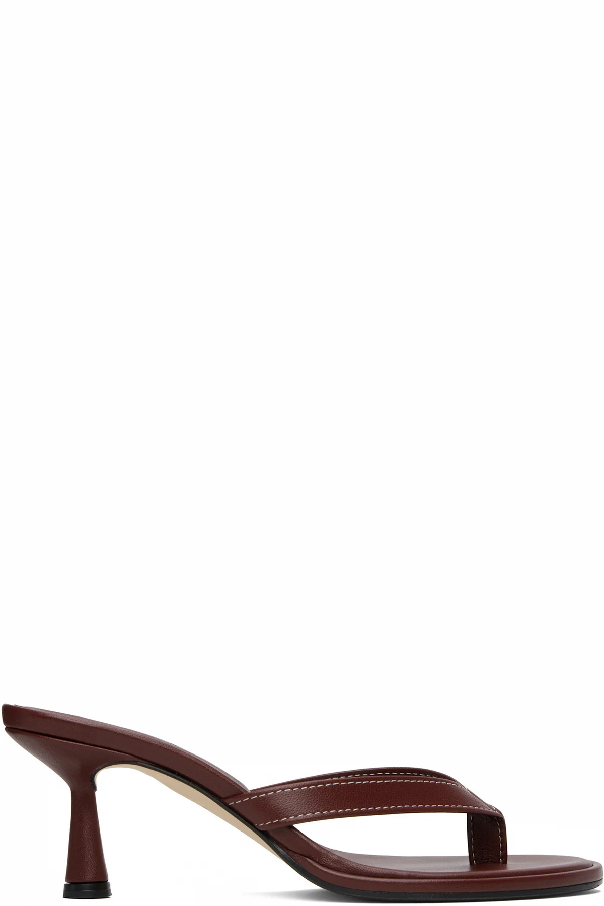 Burgundy Daphne Leather Toe-Post Heeled Sandals