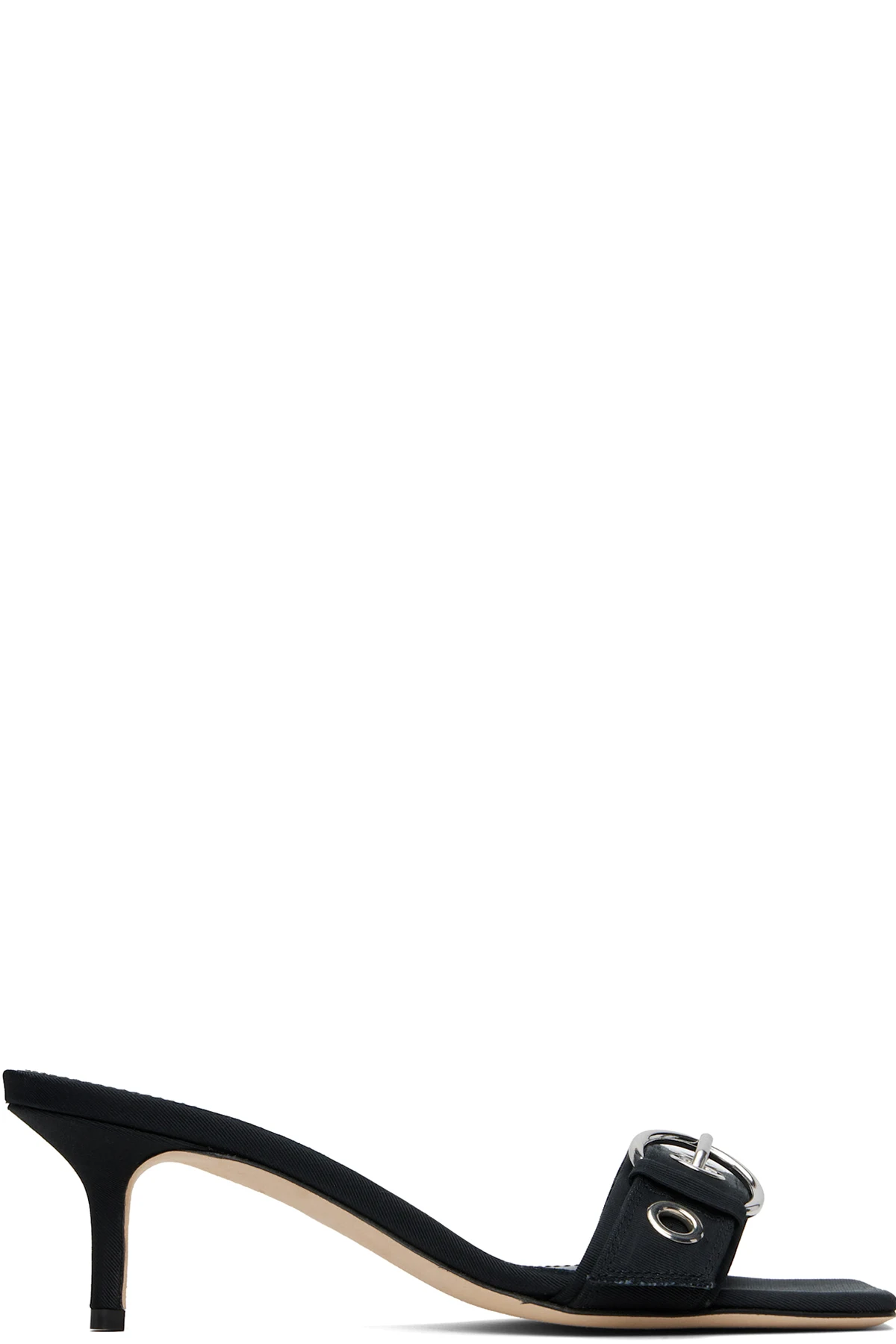 Black Ilvy Eyelet Grosgrain Mules