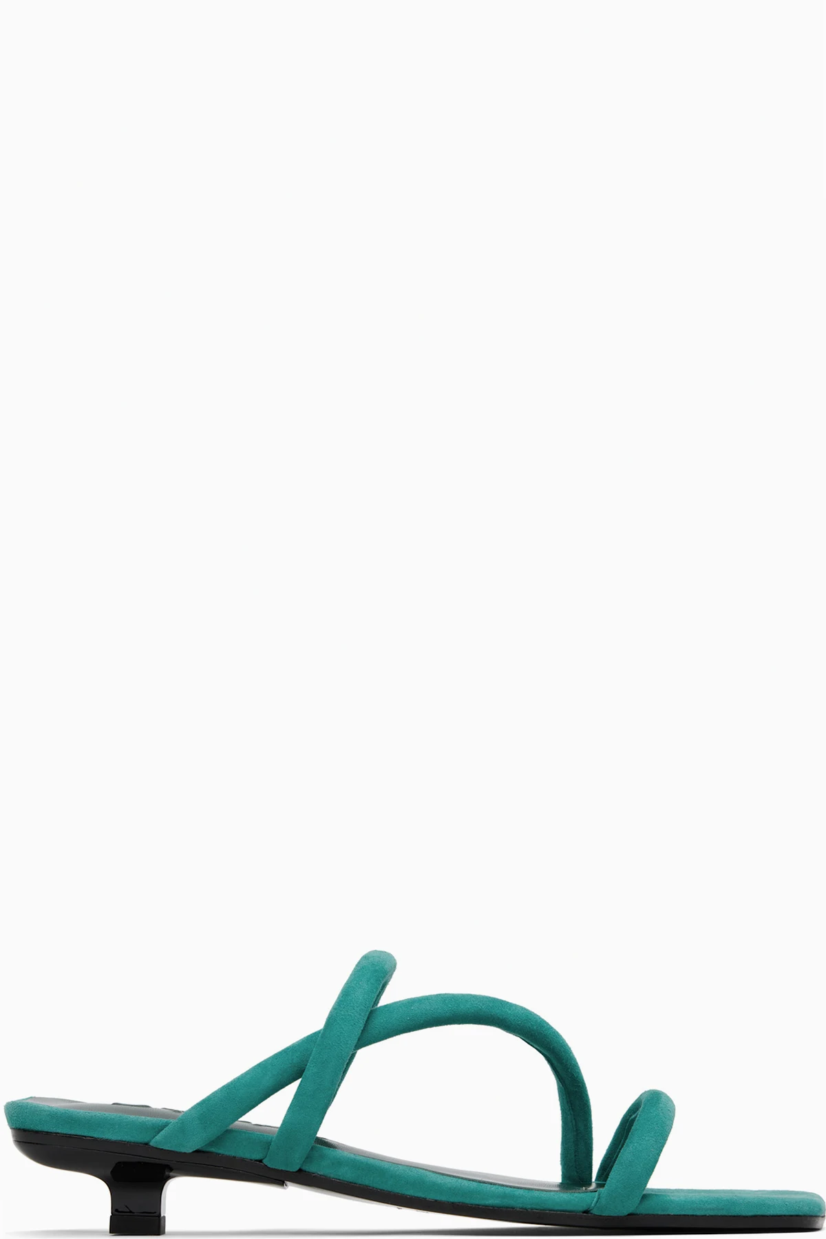 Green Morena Kid Suede Leather Heeled Sandals