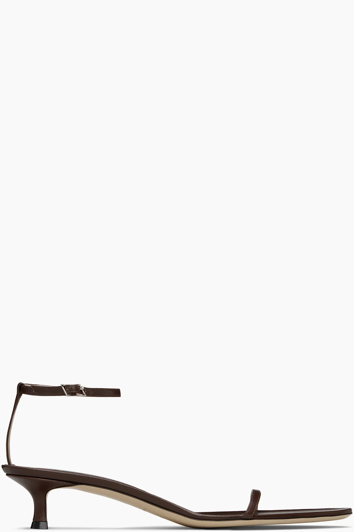 Brown 35mm Double Strap Kitten Heeled Sandals