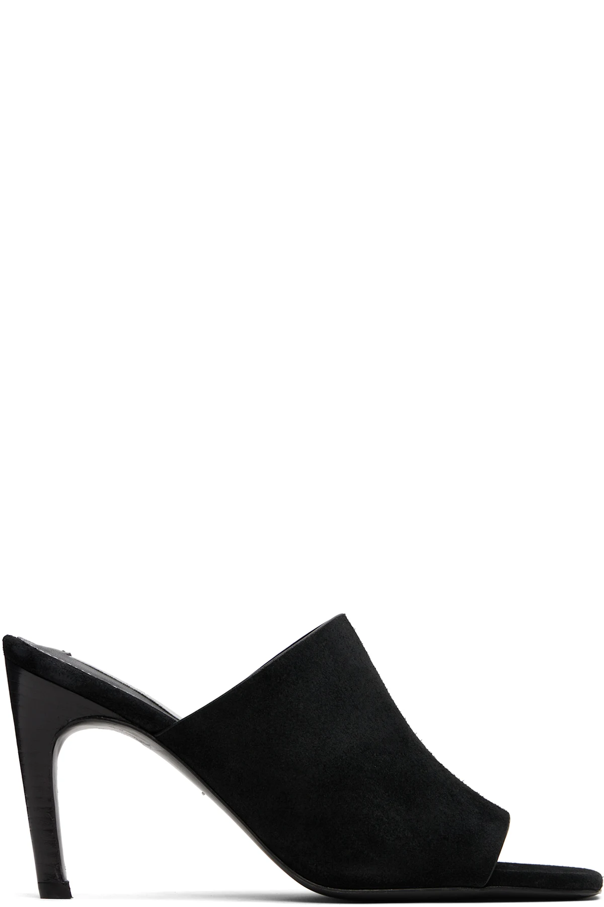 Black Velour-Leather Bandeau Mules