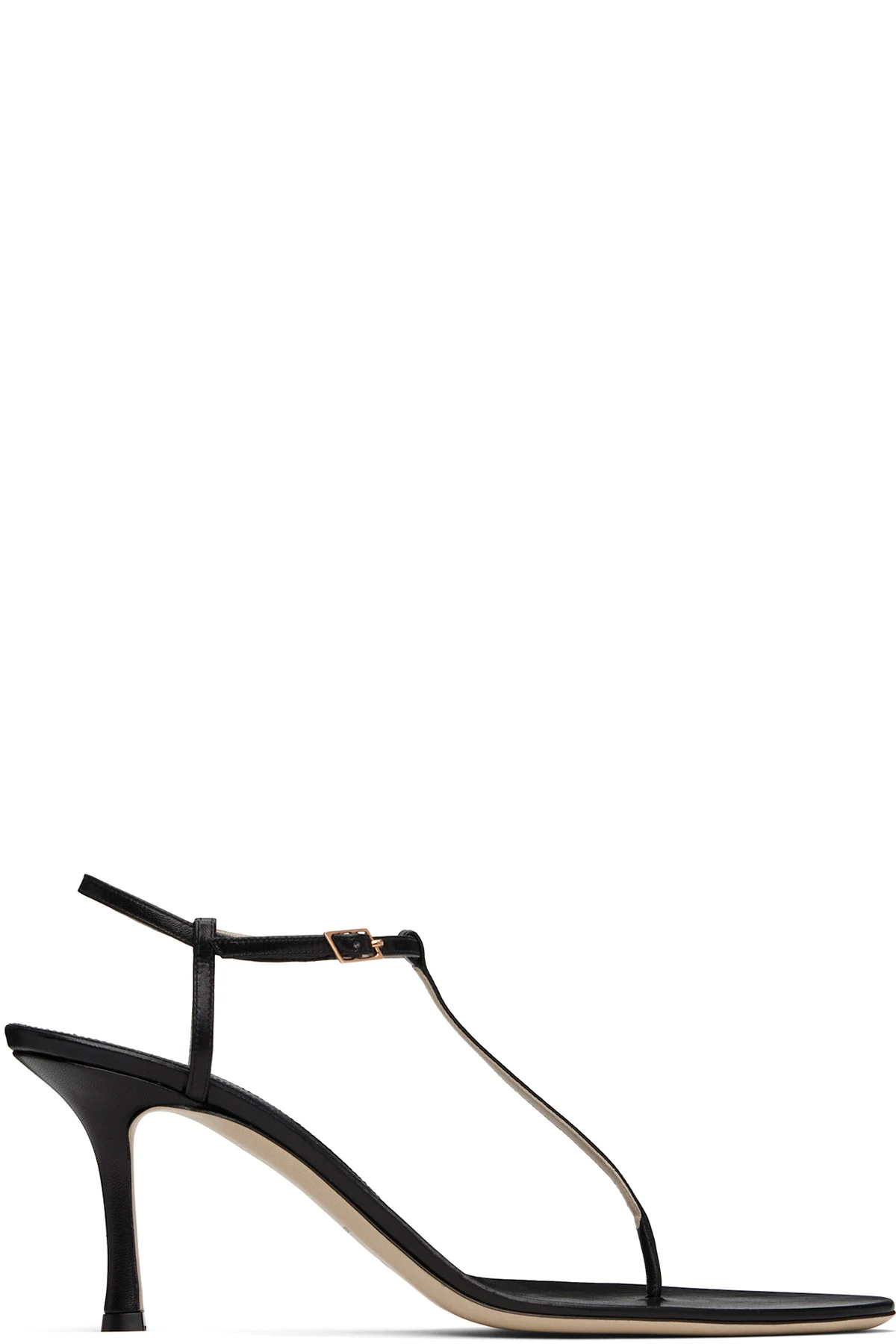 Black 75mm Mono Strap Heeled Sandals