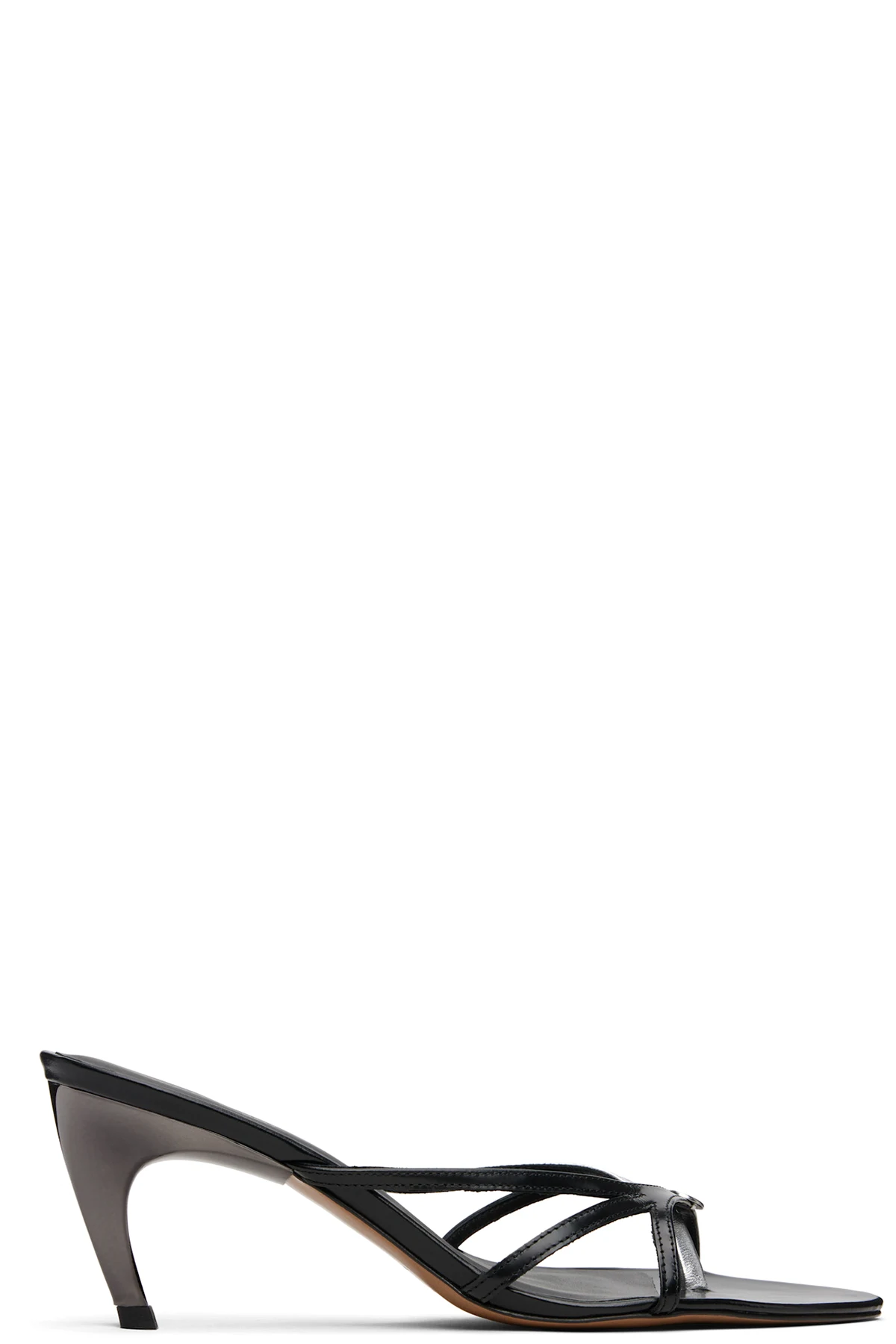 Black & Silver Low Strap Heeled Sandals