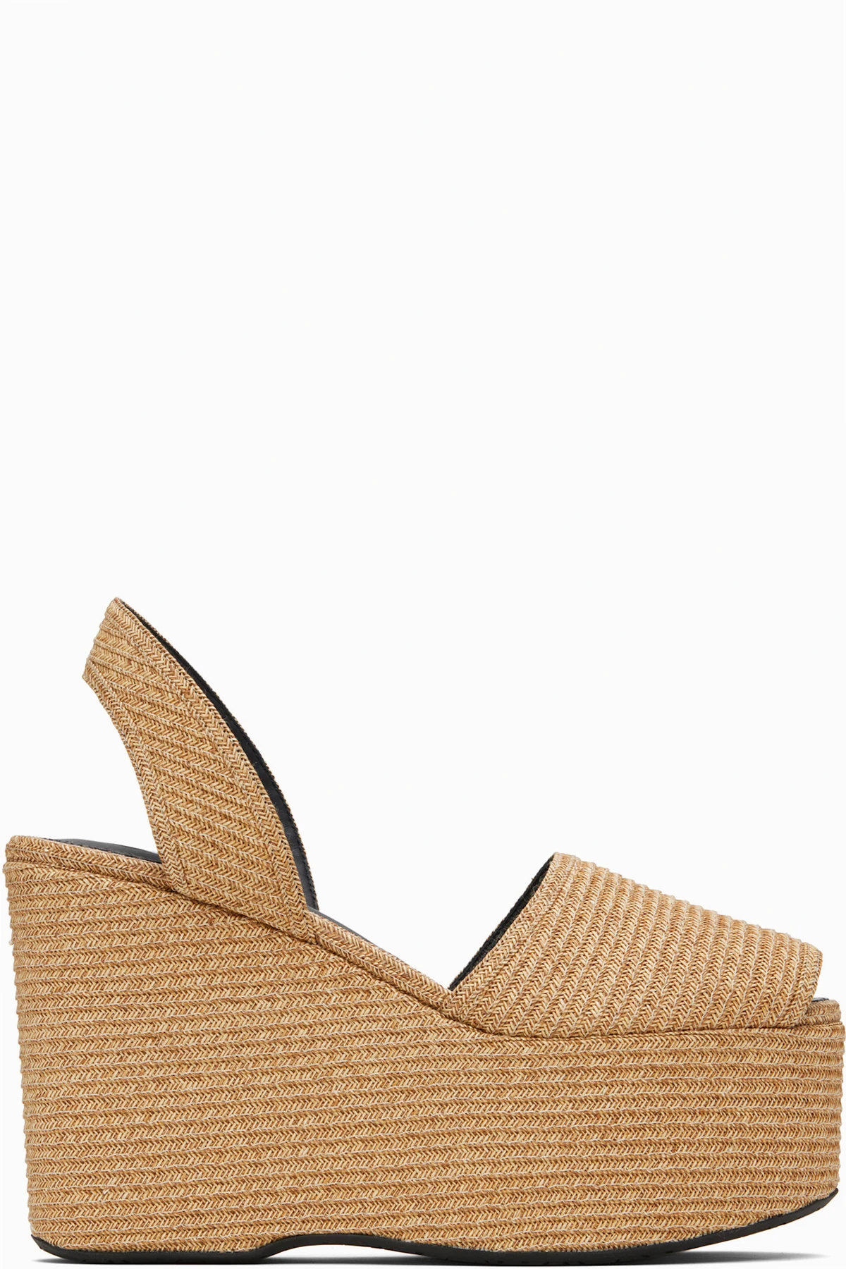Beige Wedge Paper Straw Heeled Sandals