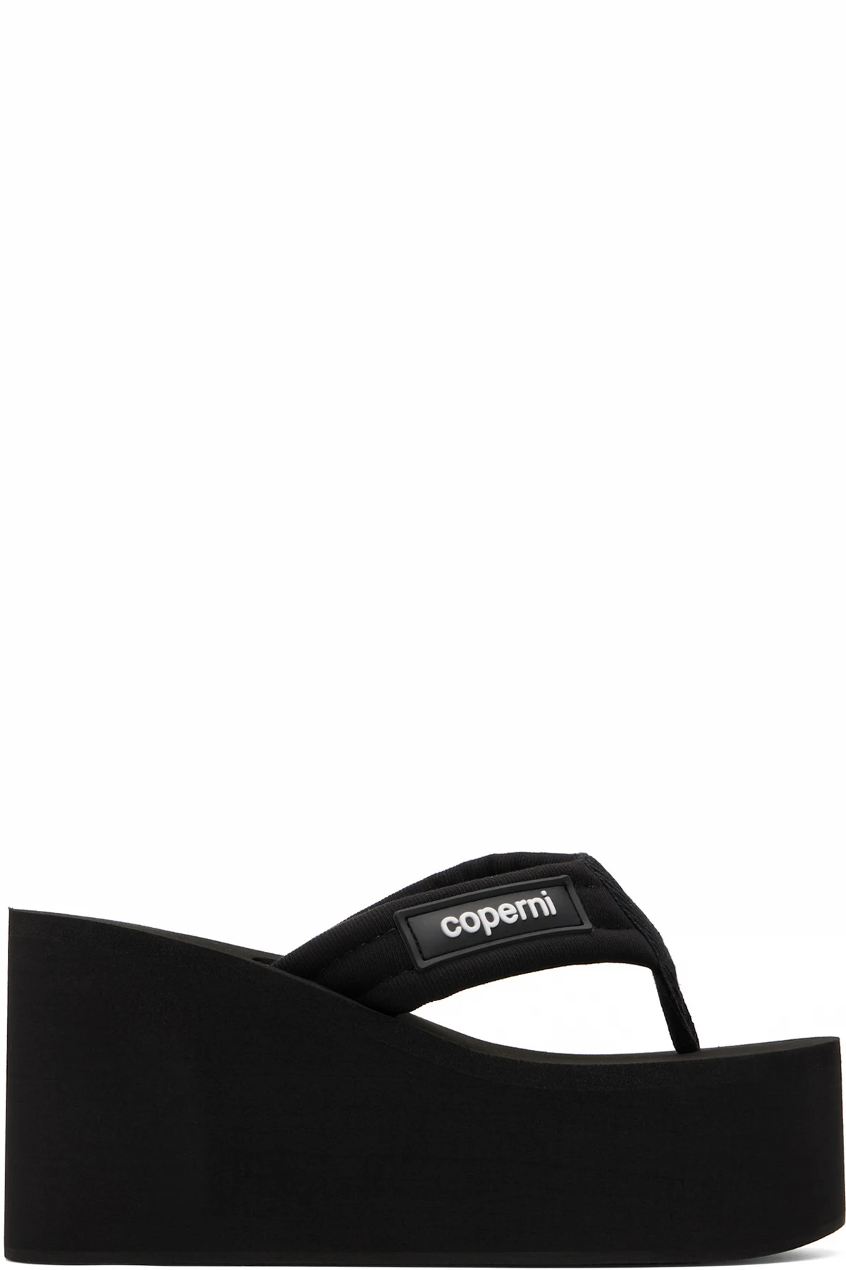 Black Branded Wedge Sandals