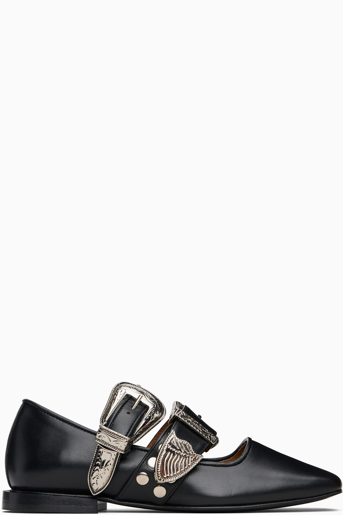 Black Leather Ballerina Flats