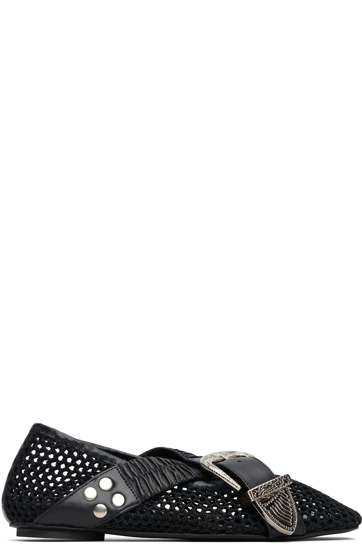 Black Mesh Ballerina Flats