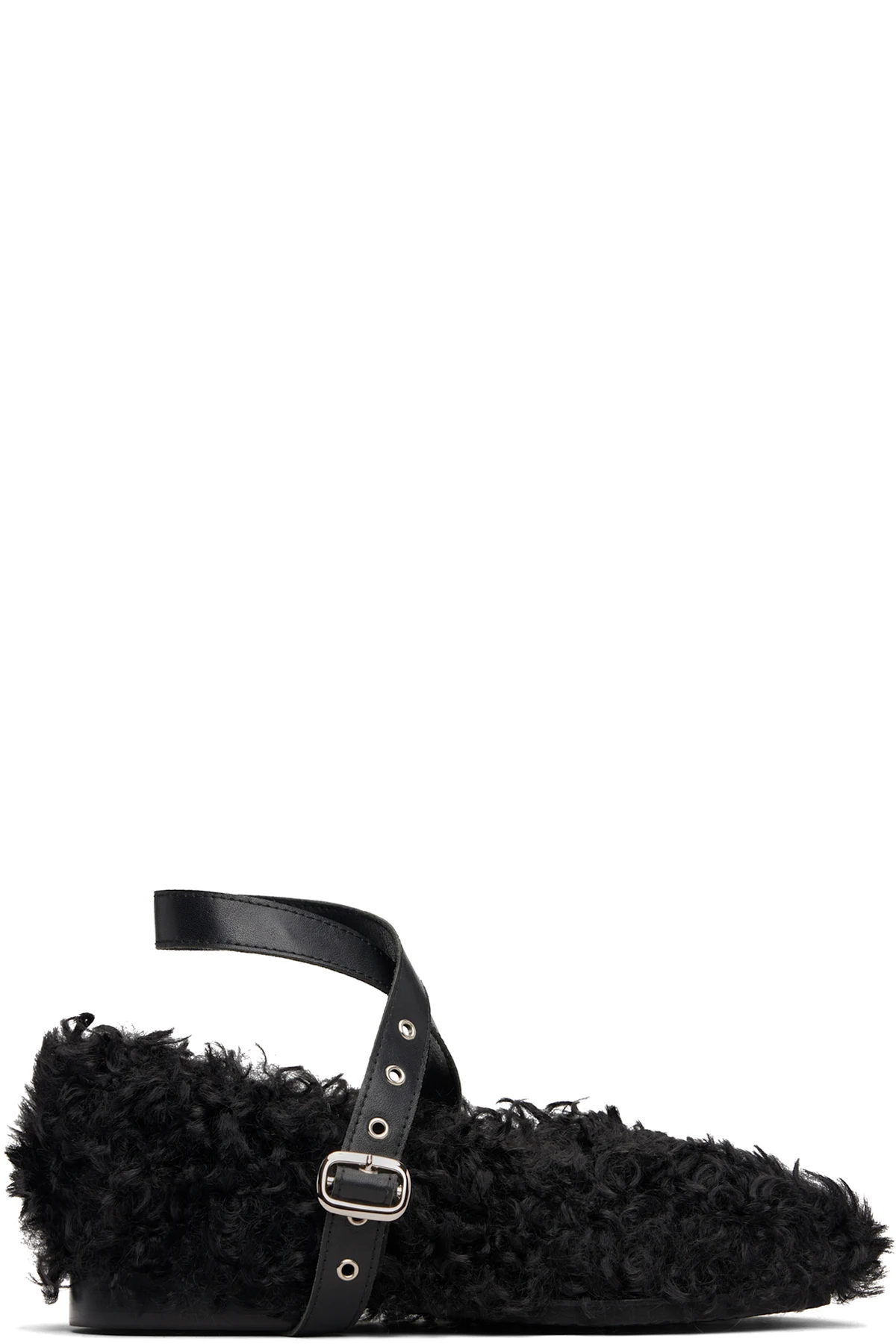 Black Strap Toe Ballerina Flats