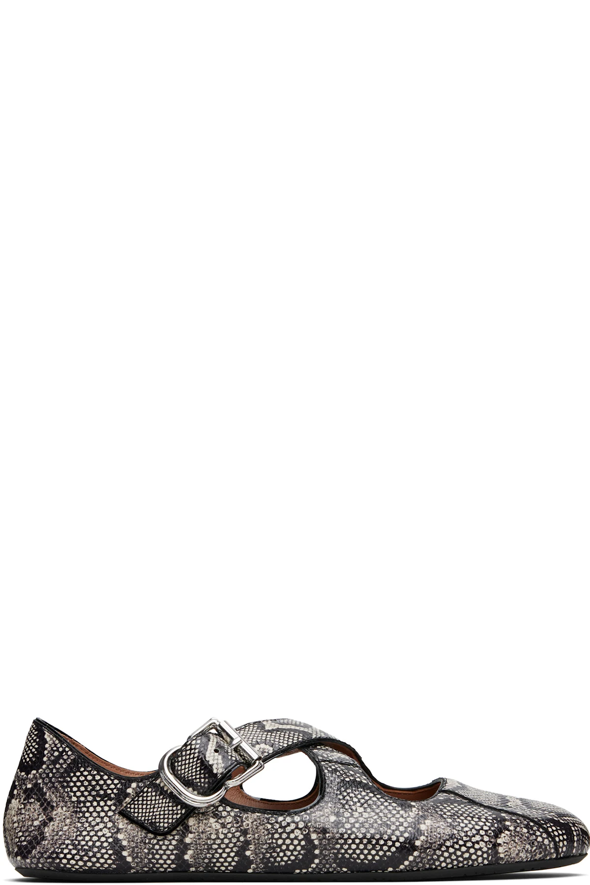 Black & White Criss Cross Snake Ballerina Flats