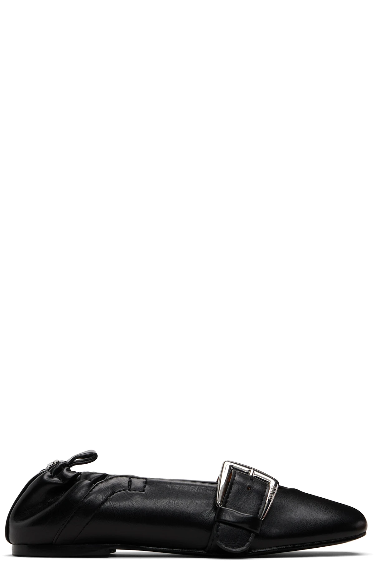 Black Buckle Strap Ballerina Flats