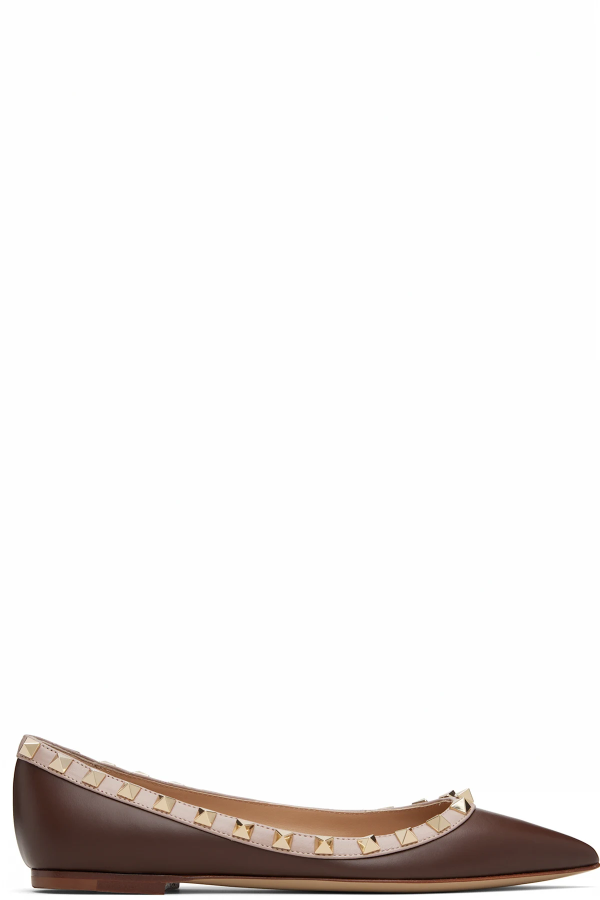 Brown Rockstud Ballerina Flats