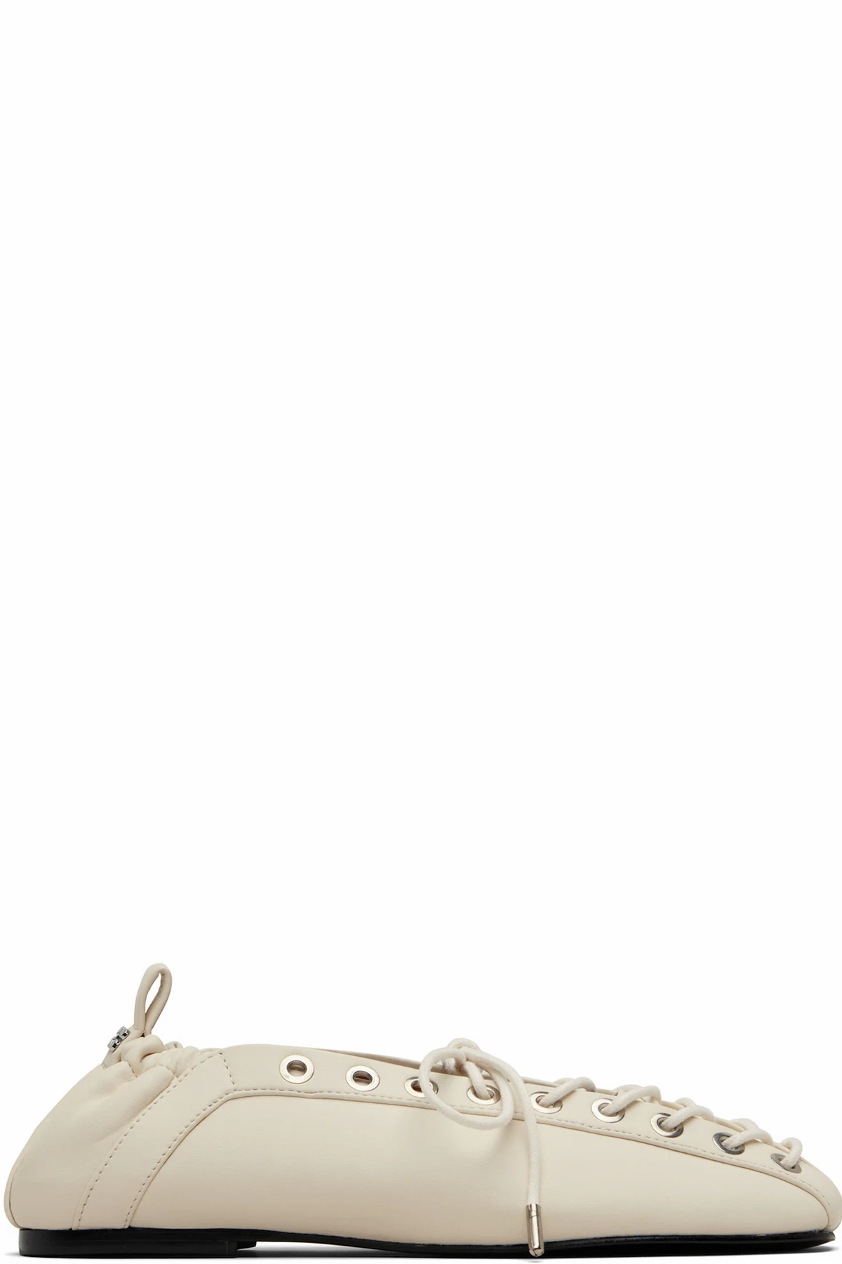 Off-White Lace-Up Ballerina Flats