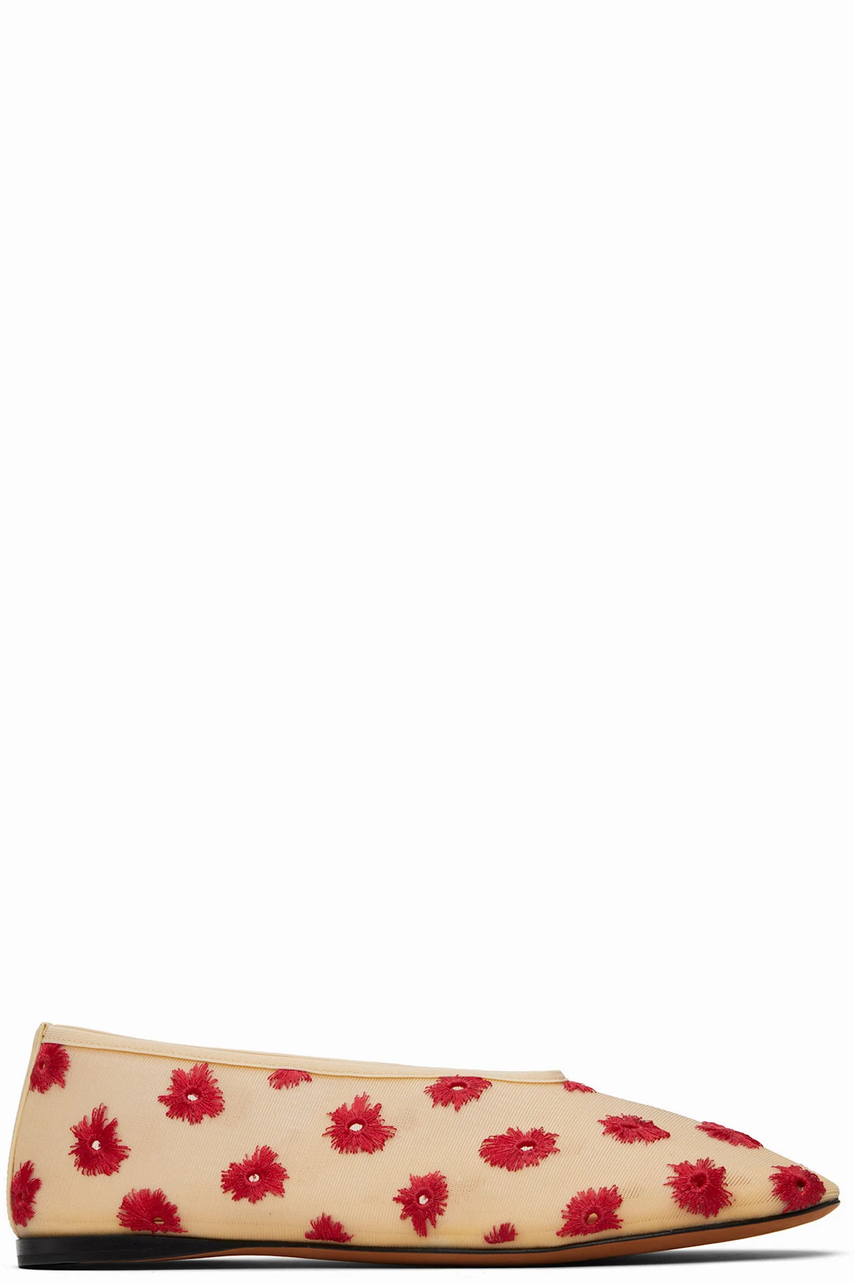 Beige Tee Embroidered Ballerina Flats